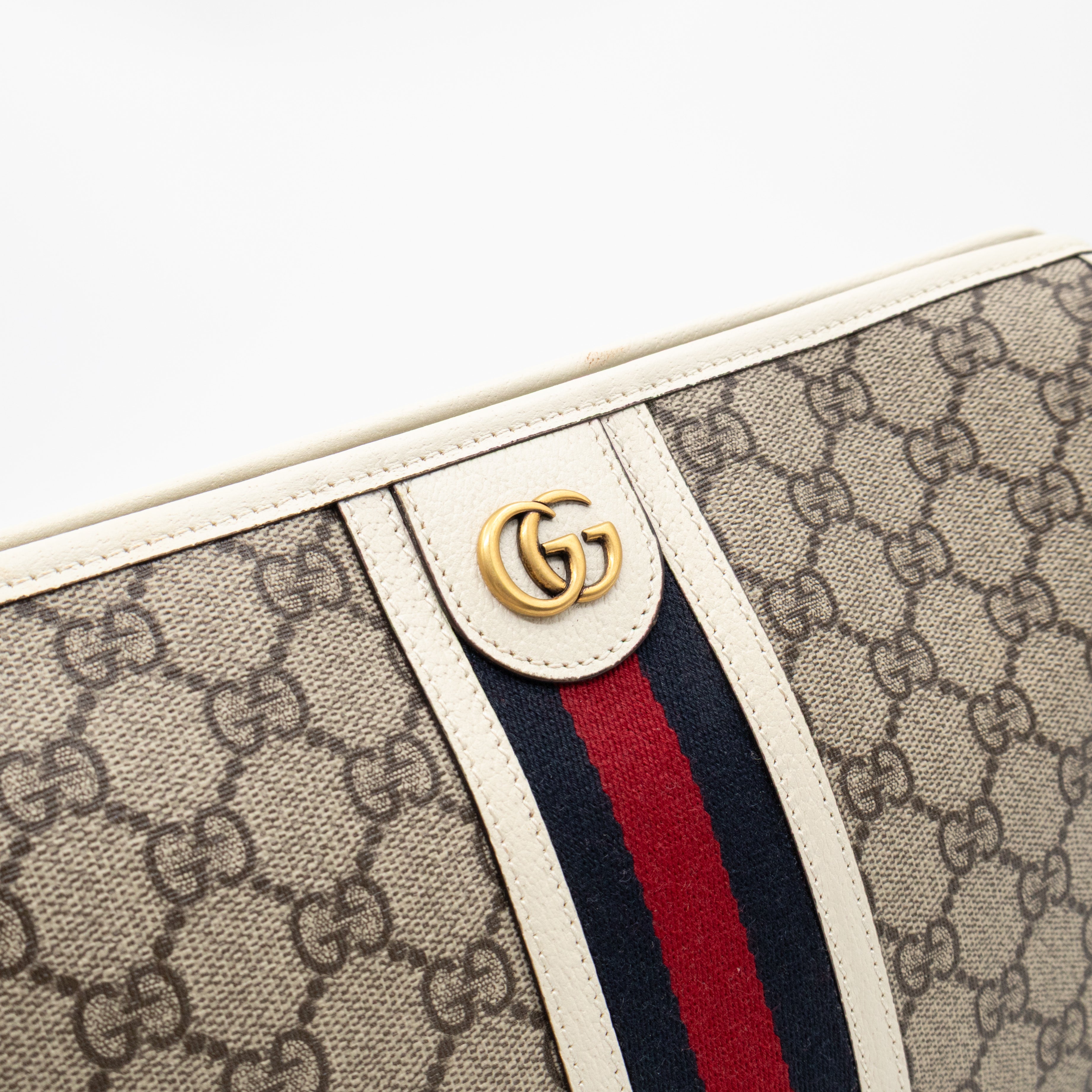 Ophidia Toiletry Case GG Supreme White Leather