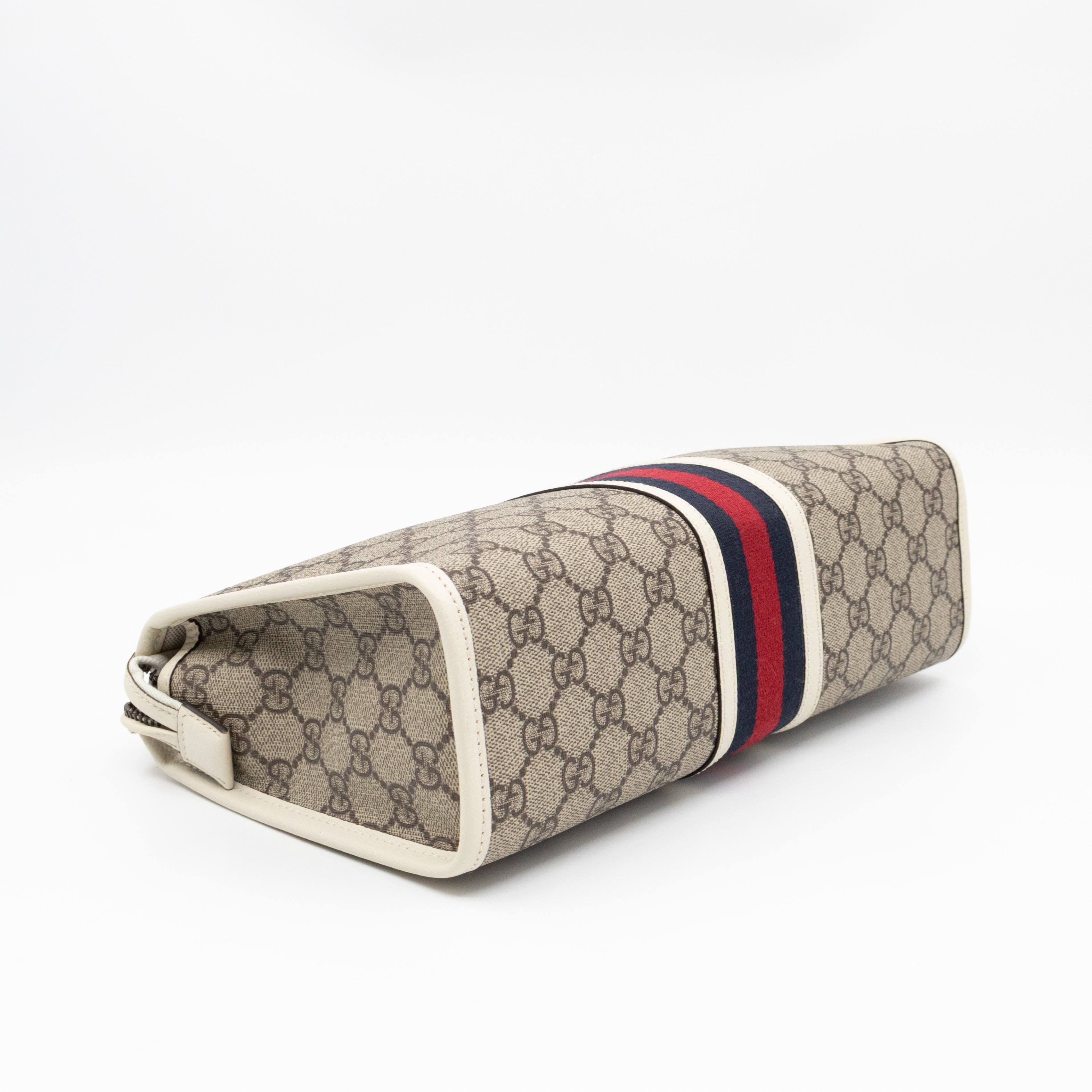 Ophidia Toiletry Case GG Supreme White Leather