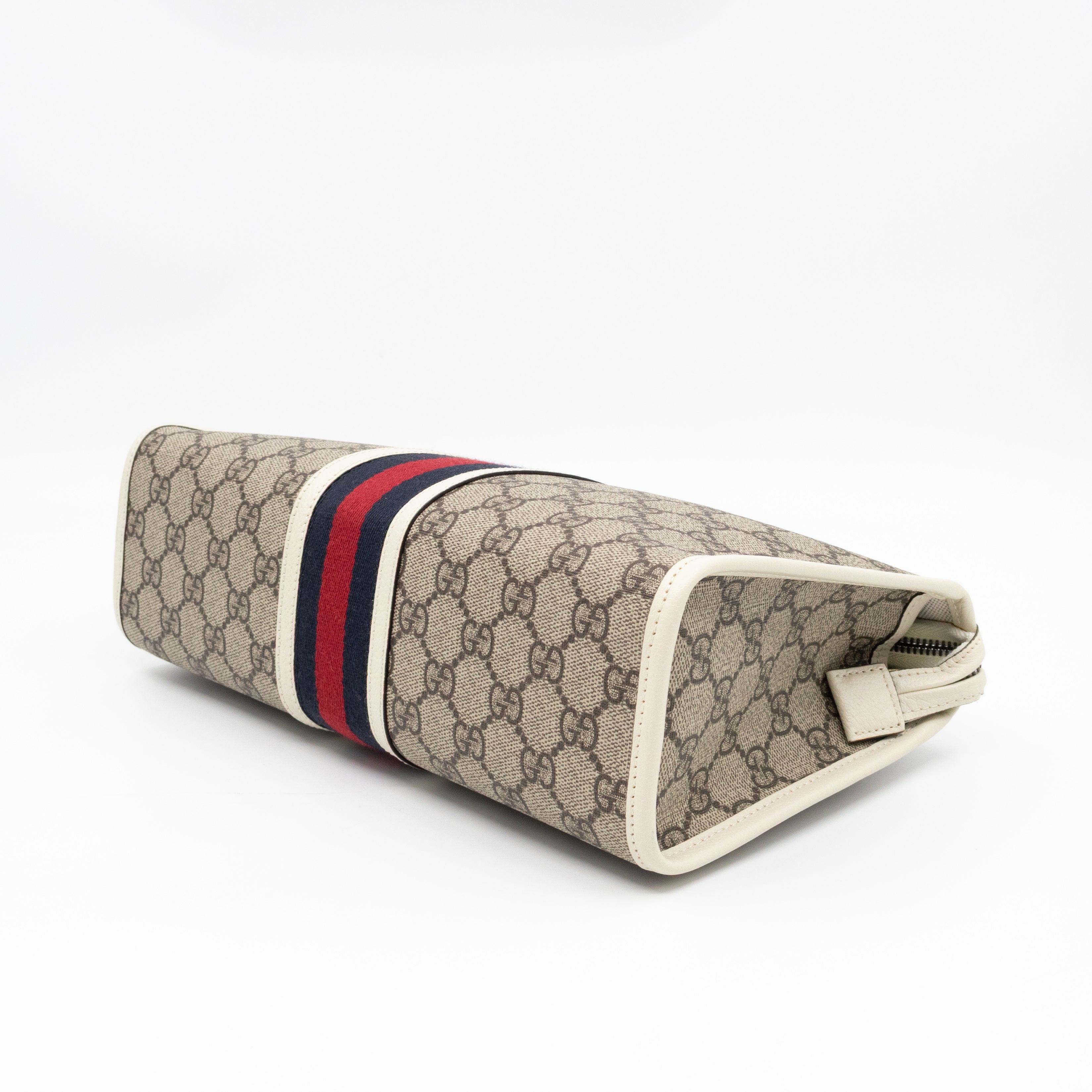 Ophidia Toiletry Case GG Supreme White Leather