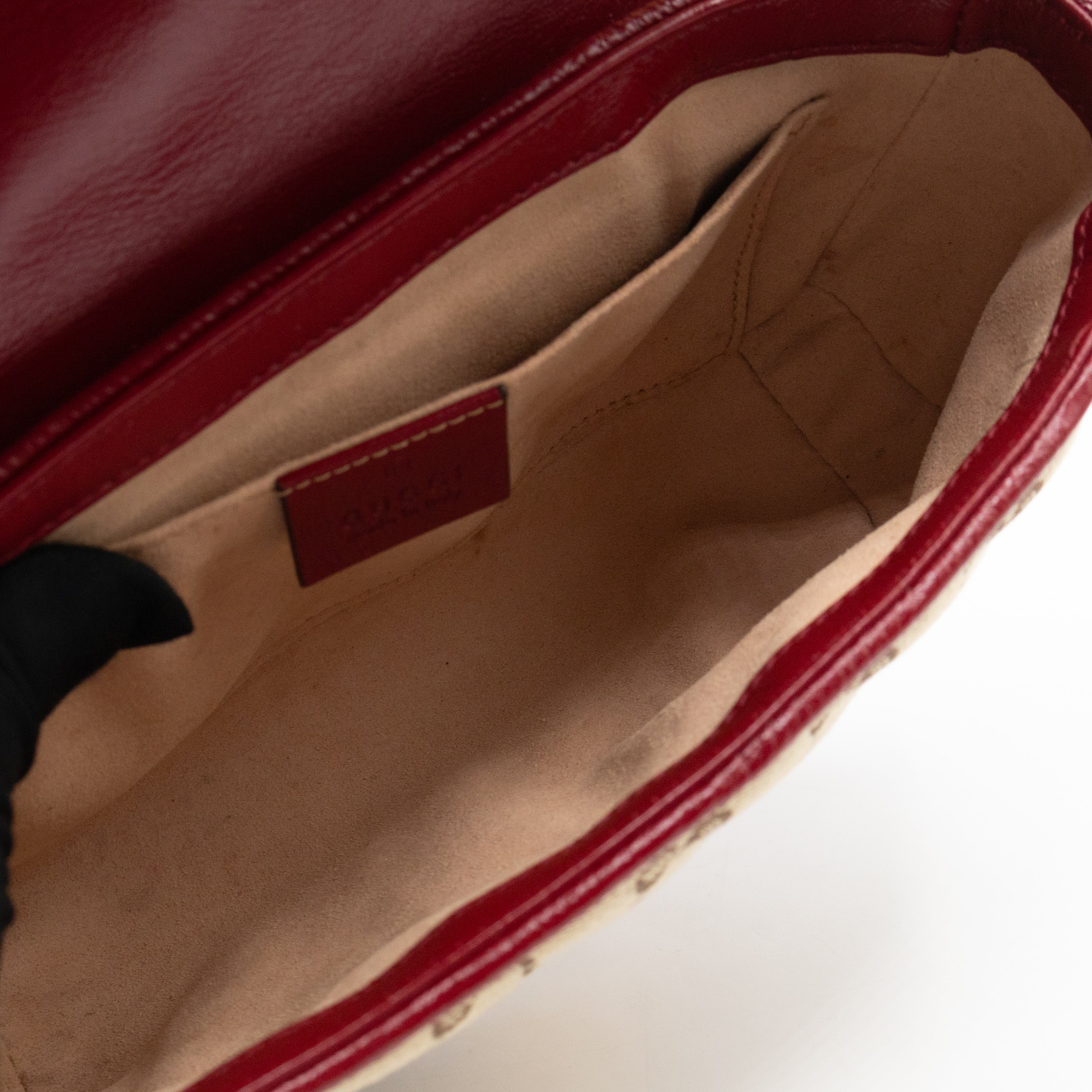 GG Marmont Small Flap Bag GG Supreme Canvas Red