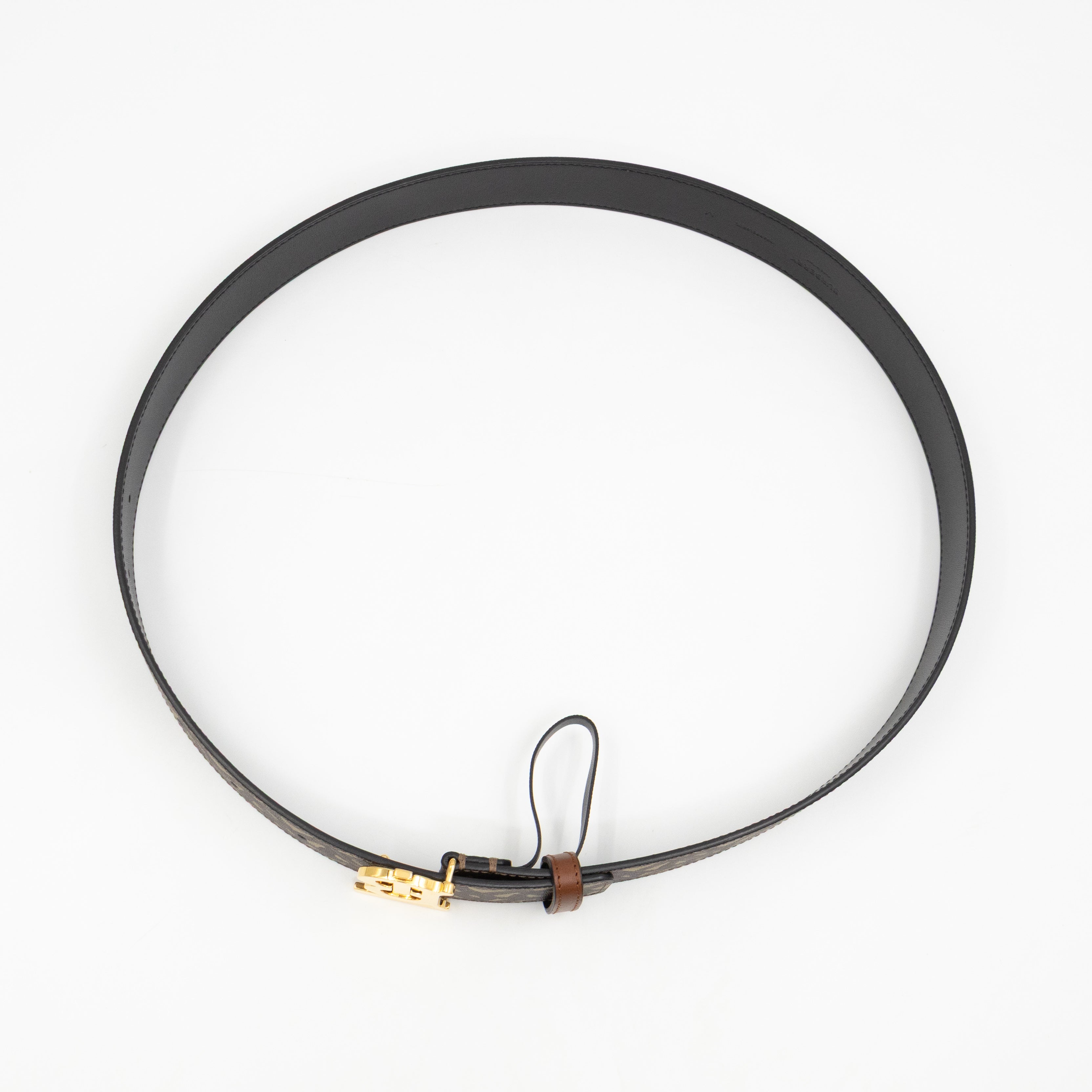 TB Logo Buckle Brown Leather Belt M
