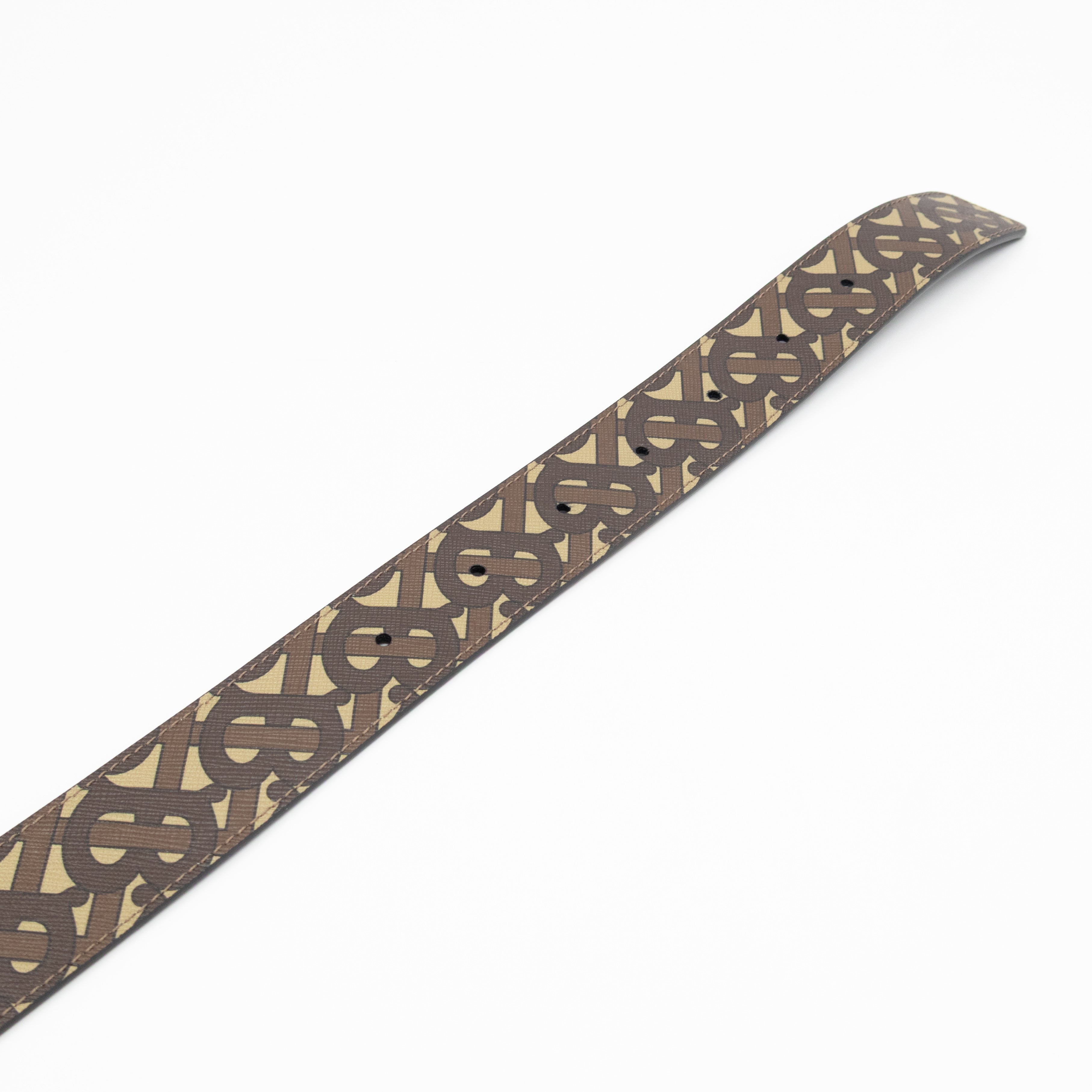 TB Logo Buckle Brown Leather Belt M