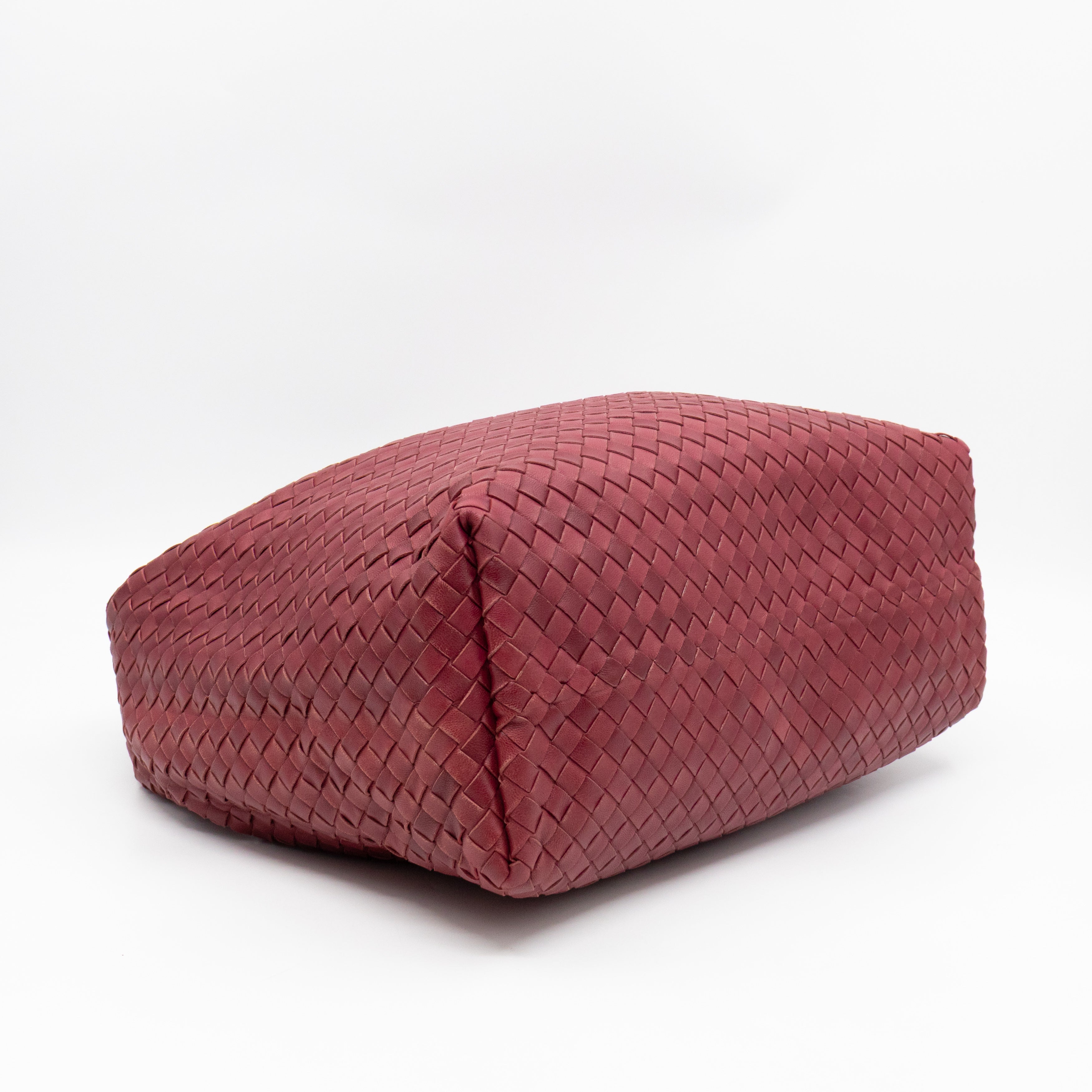 Pyramid Hobo Bag Fuchsia Intrecciato Leather