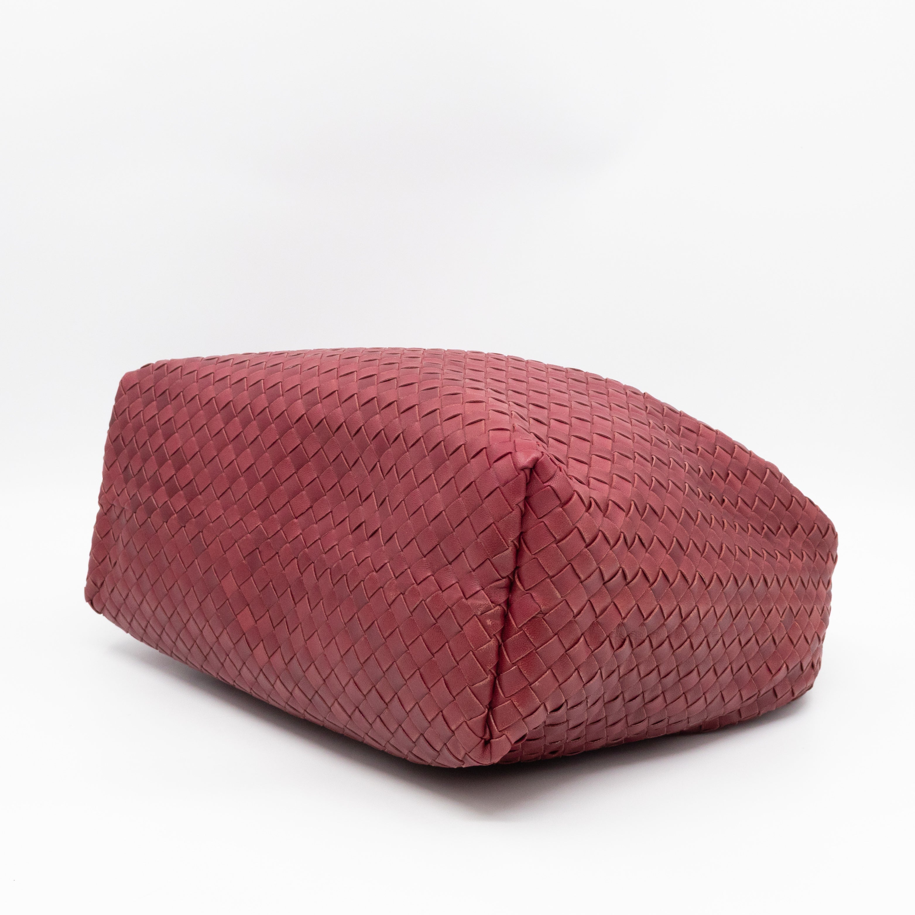 Pyramid Hobo Bag Fuchsia Intrecciato Leather