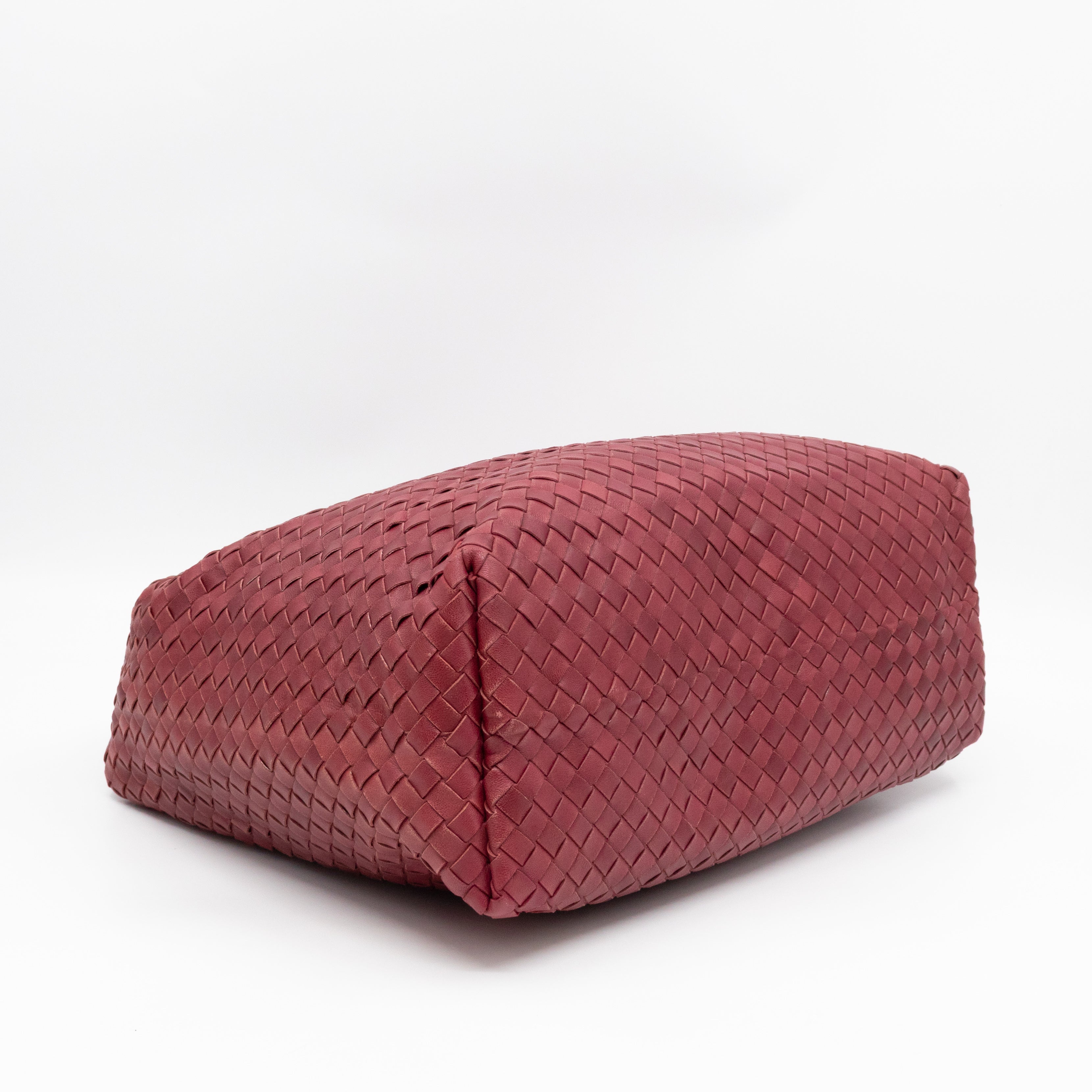 Pyramid Hobo Bag Fuchsia Intrecciato Leather