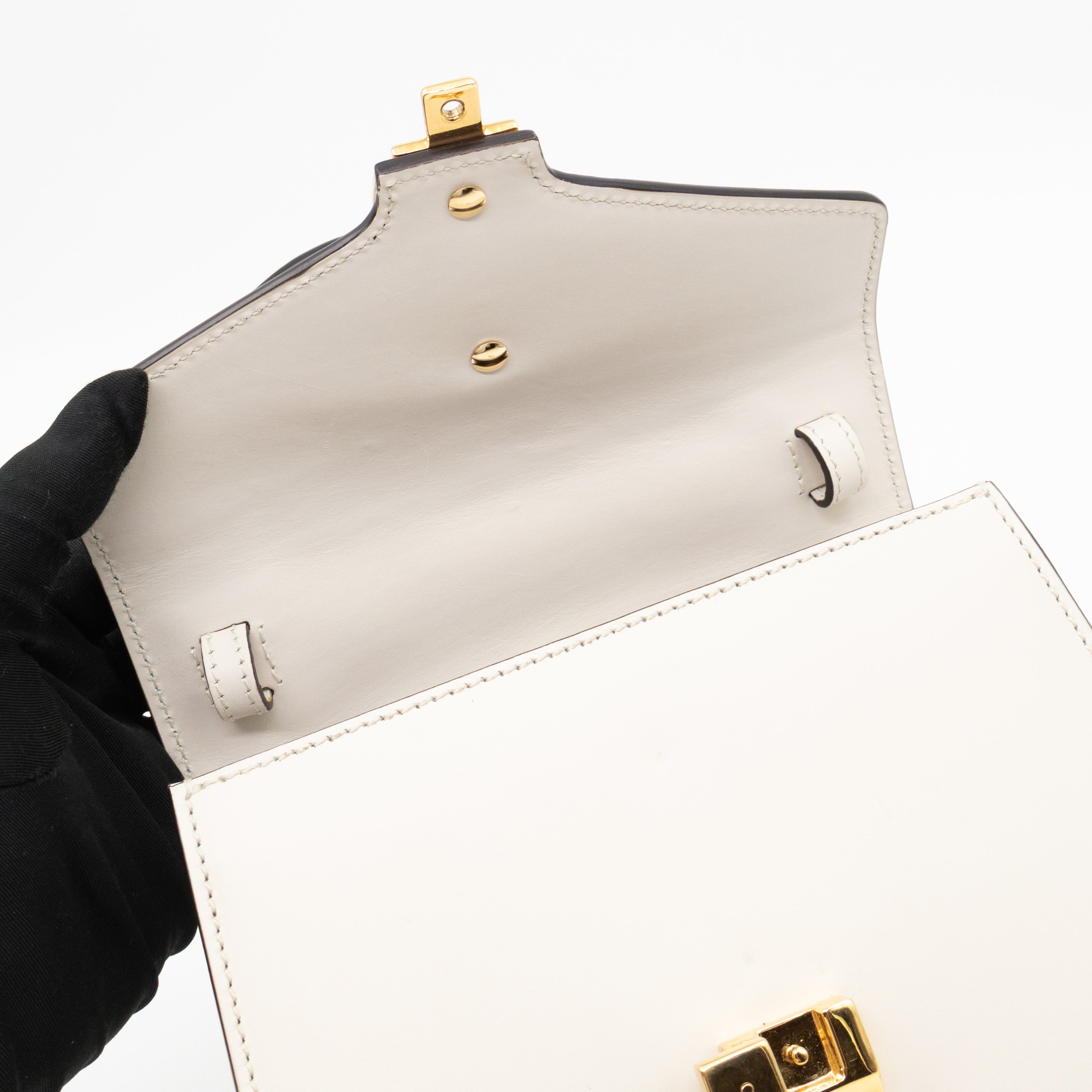 Sylvie Mini Top Handle White Leather