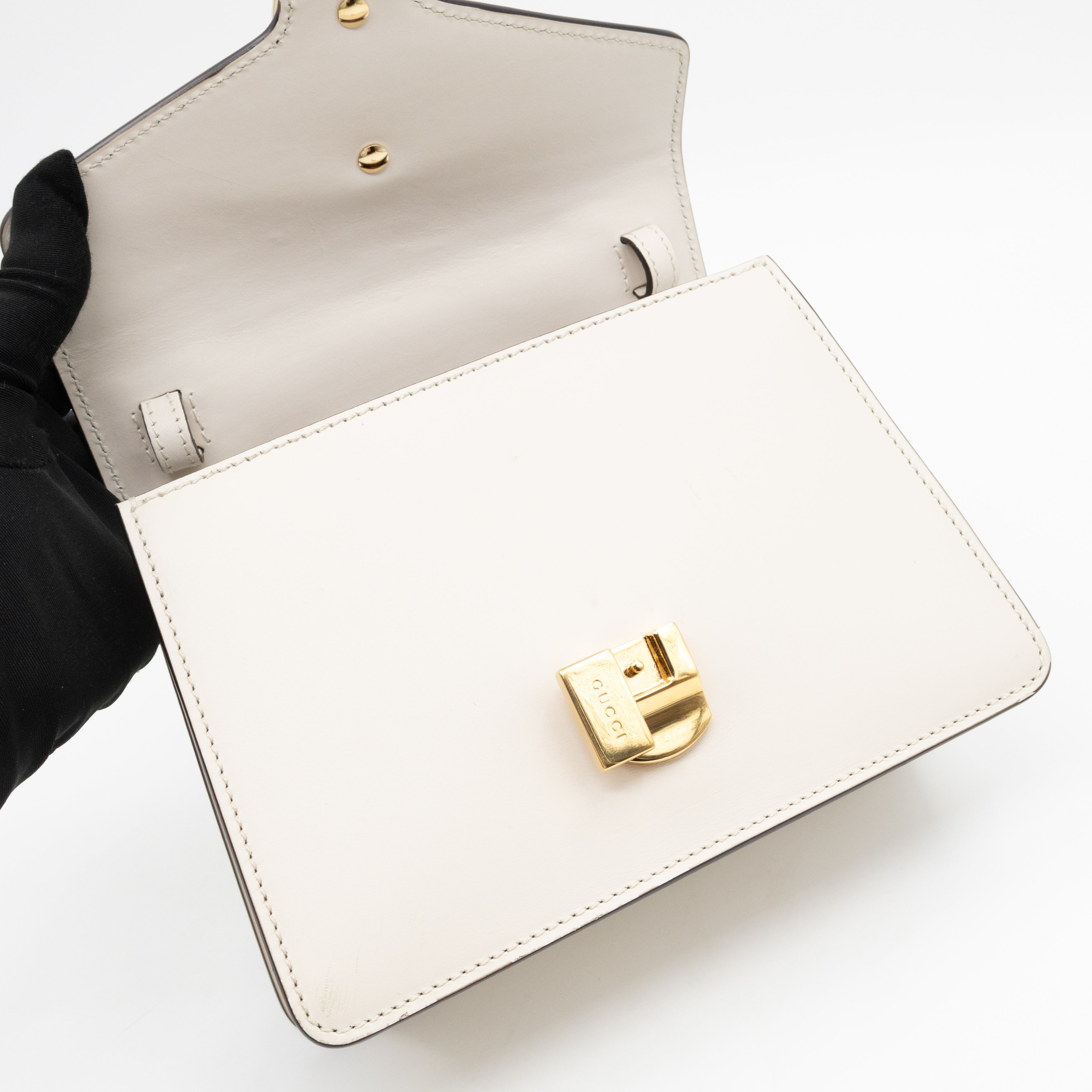 Sylvie Mini Top Handle White Leather