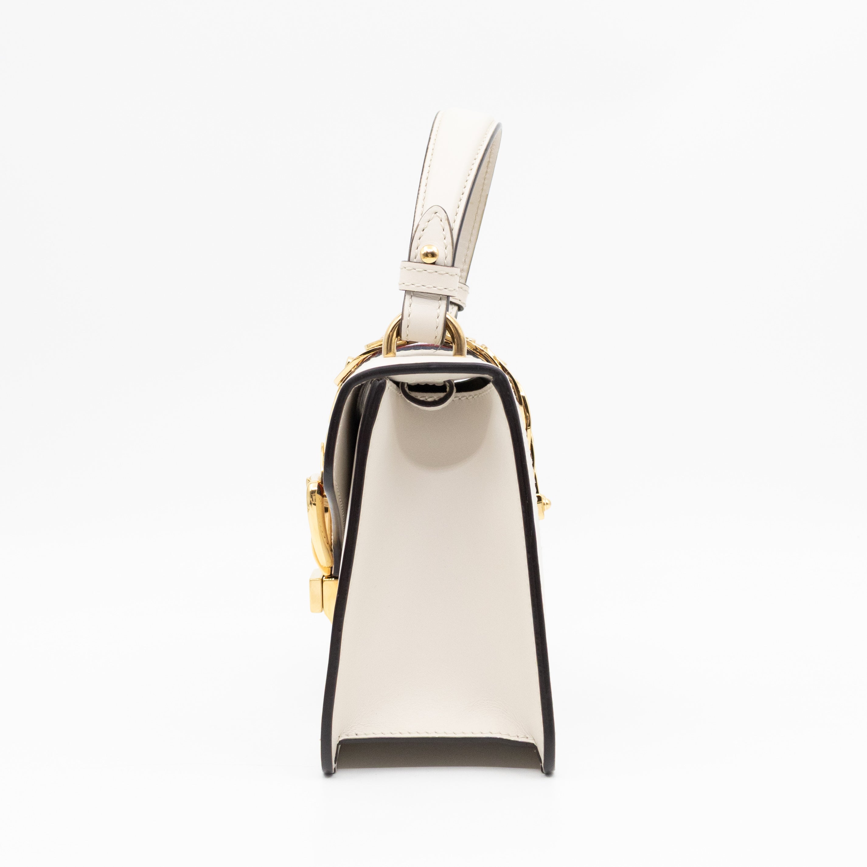 Sylvie Mini Top Handle White Leather