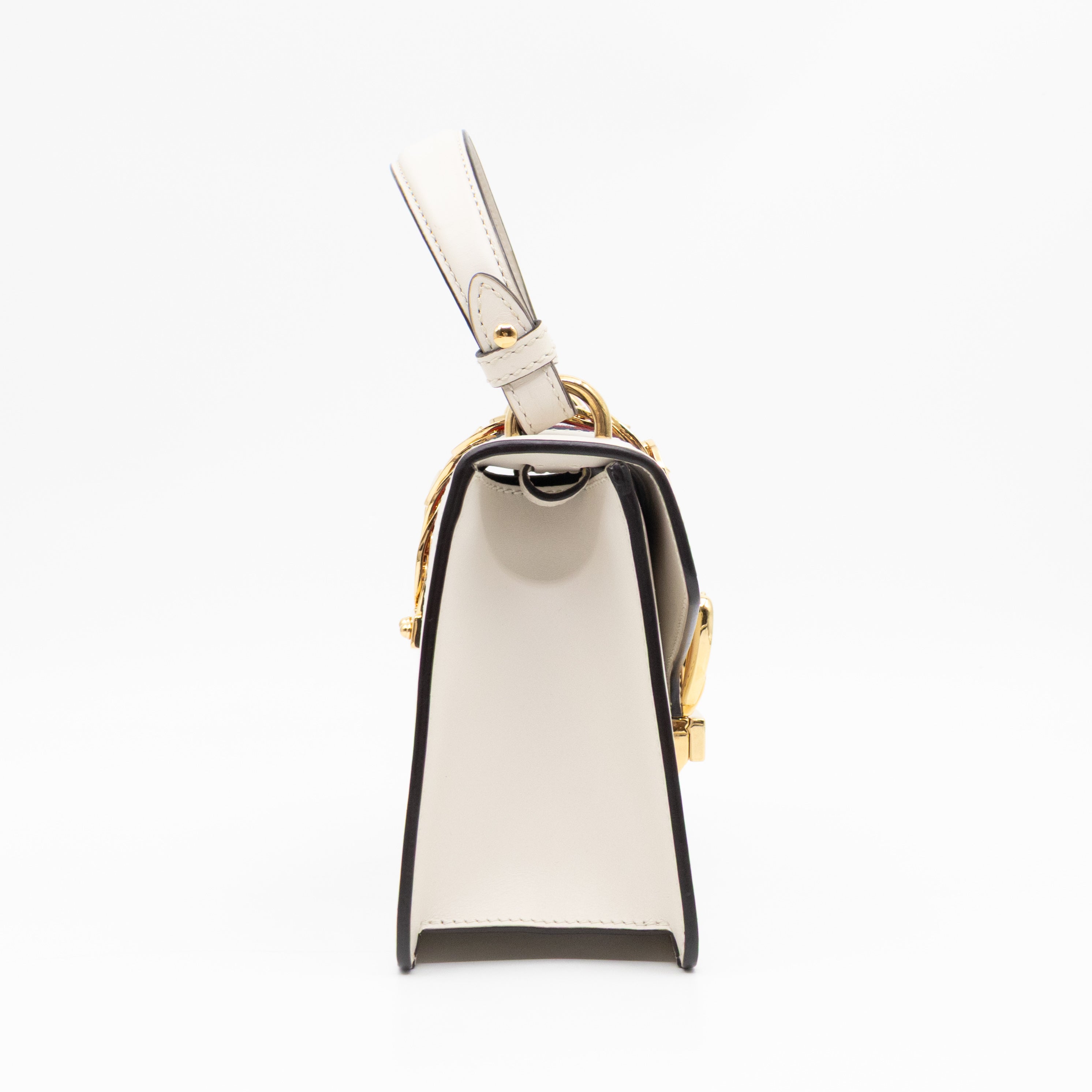 Sylvie Mini Top Handle White Leather
