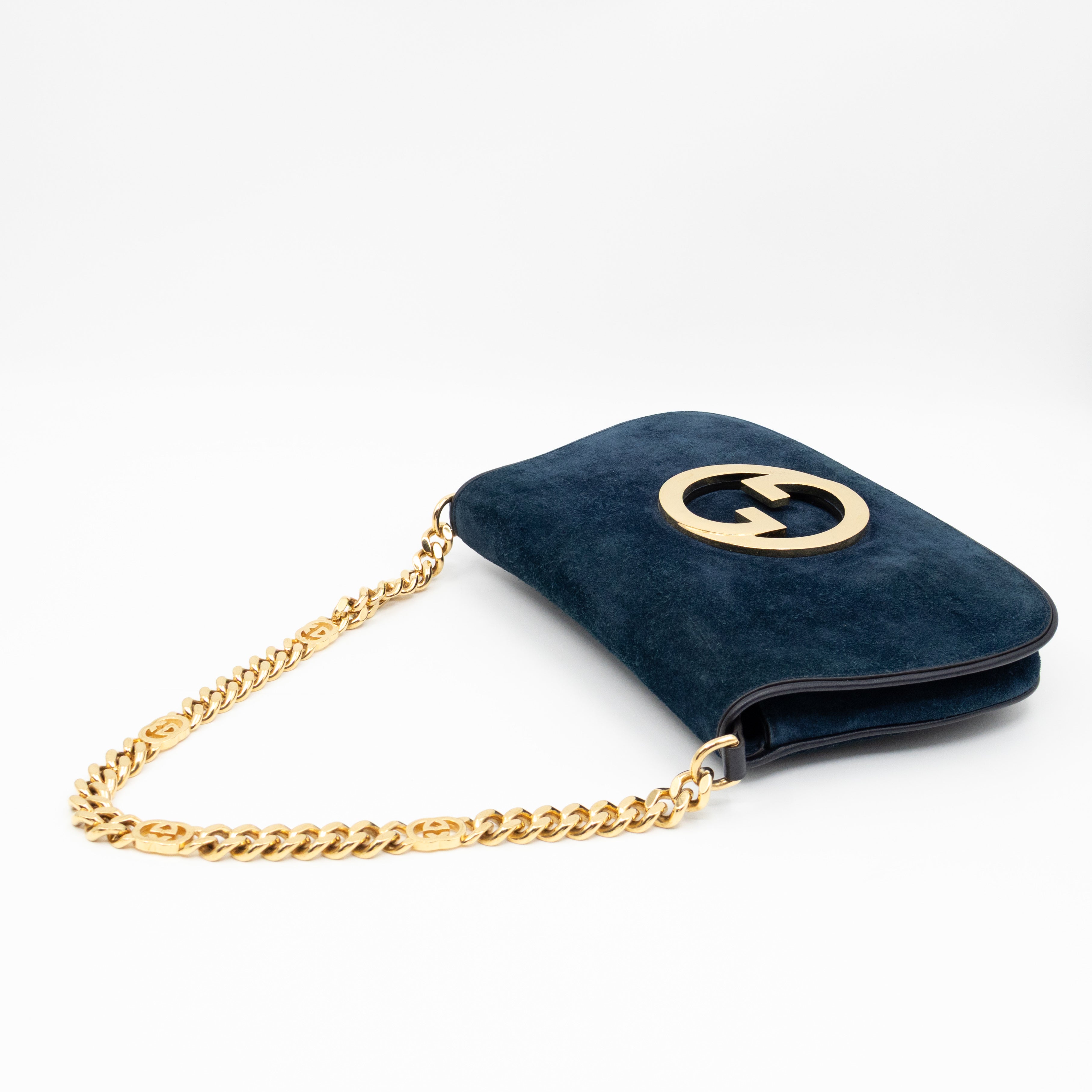 Blondie Small Shoulder Bag Blue Suede