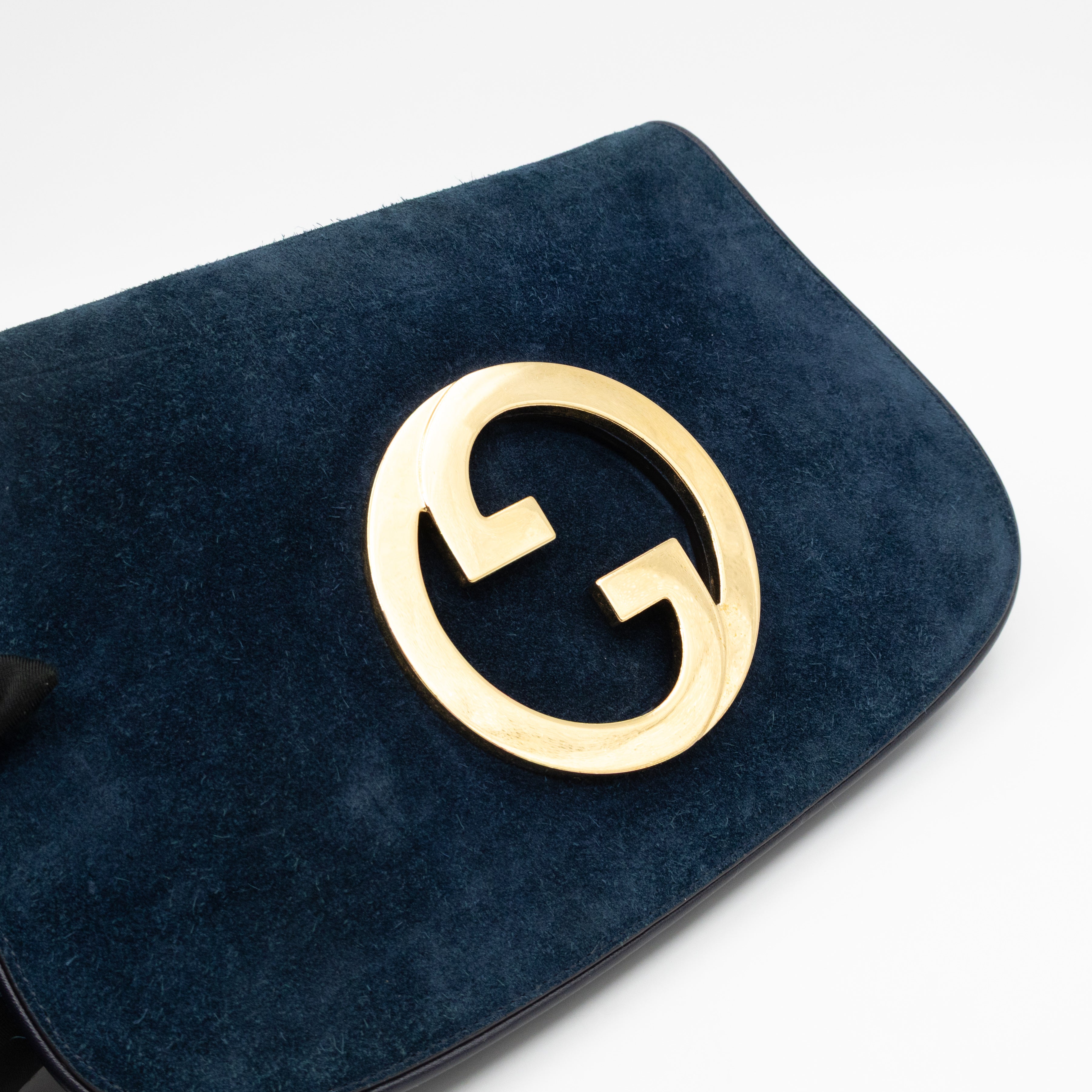 Blondie Small Shoulder Bag Blue Suede
