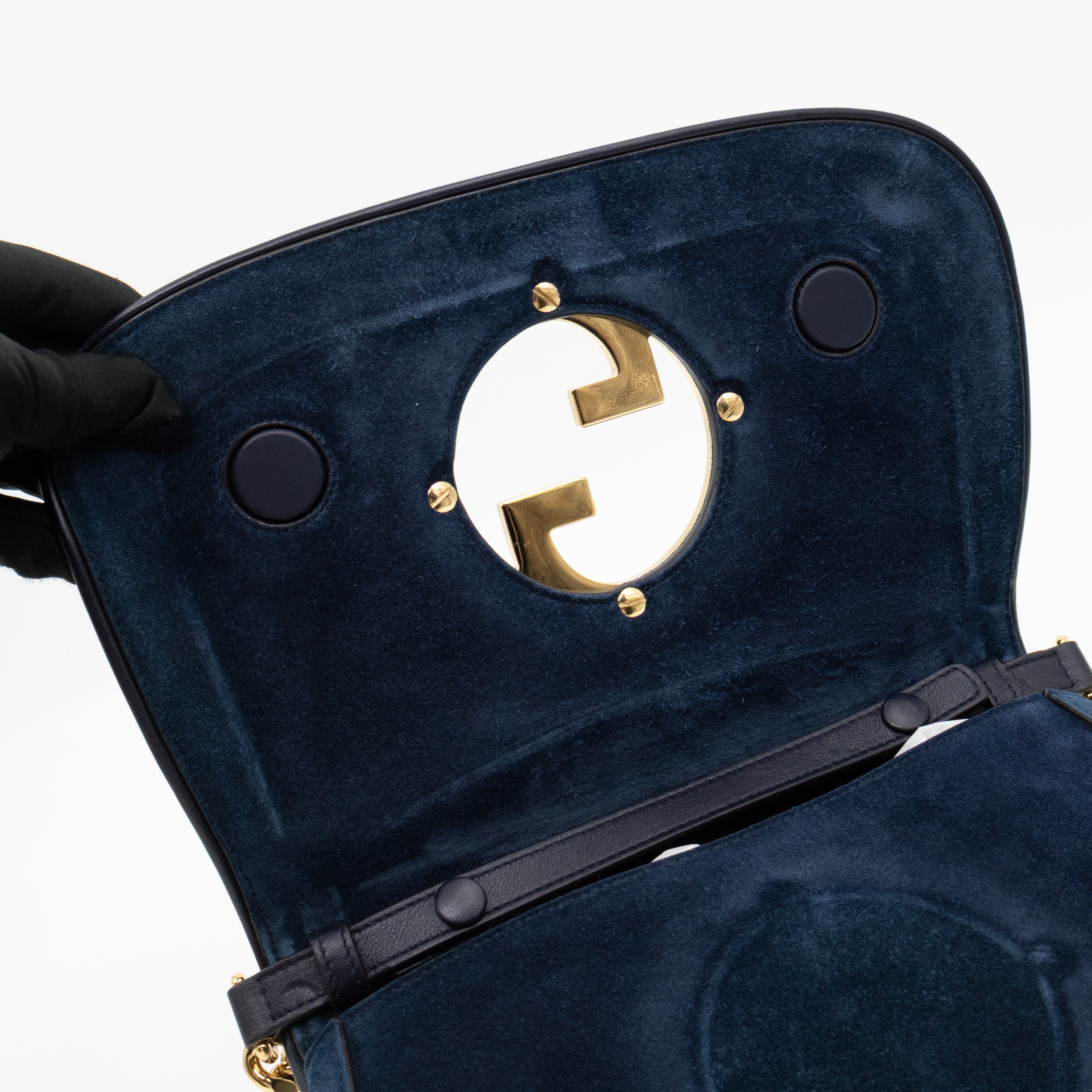 Blondie Small Shoulder Bag Blue Suede