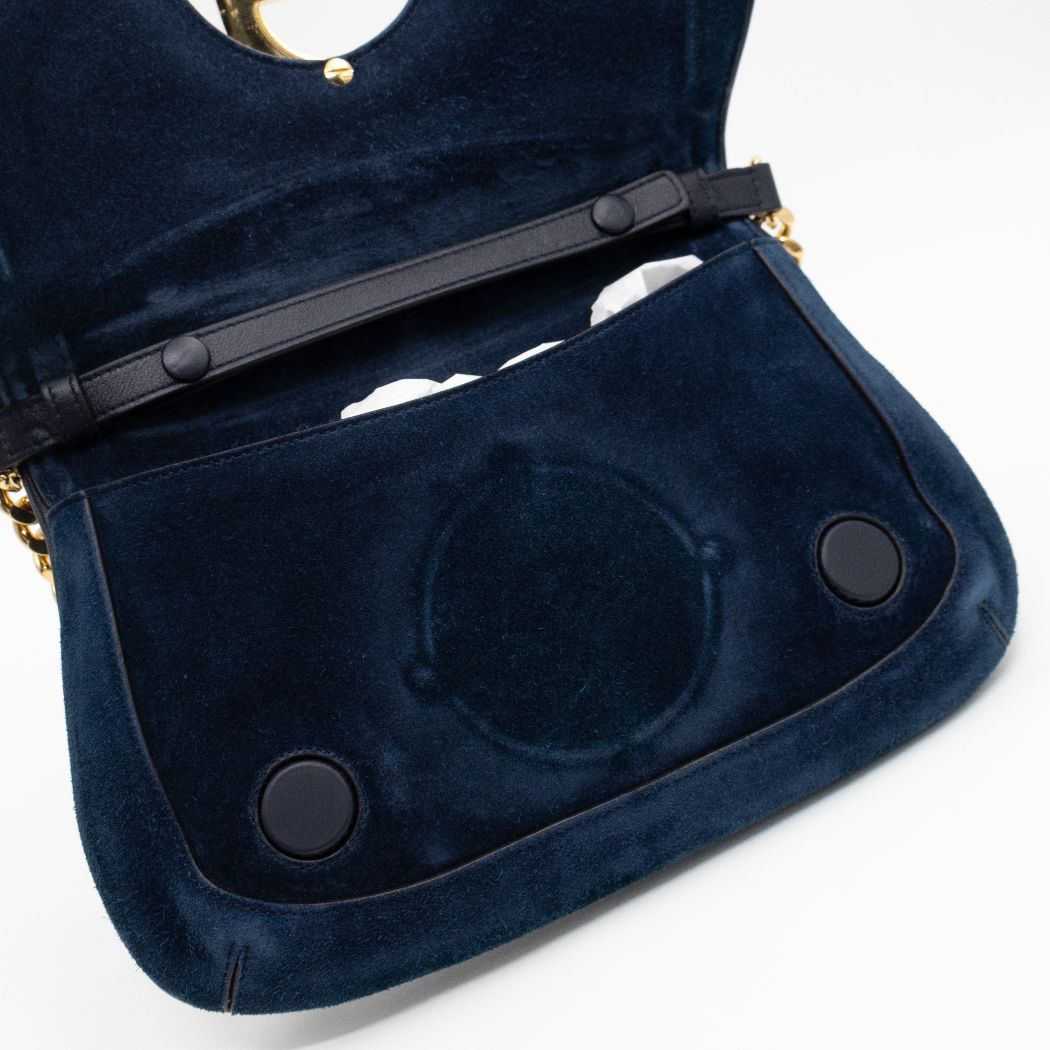 Blondie Small Shoulder Bag Blue Suede