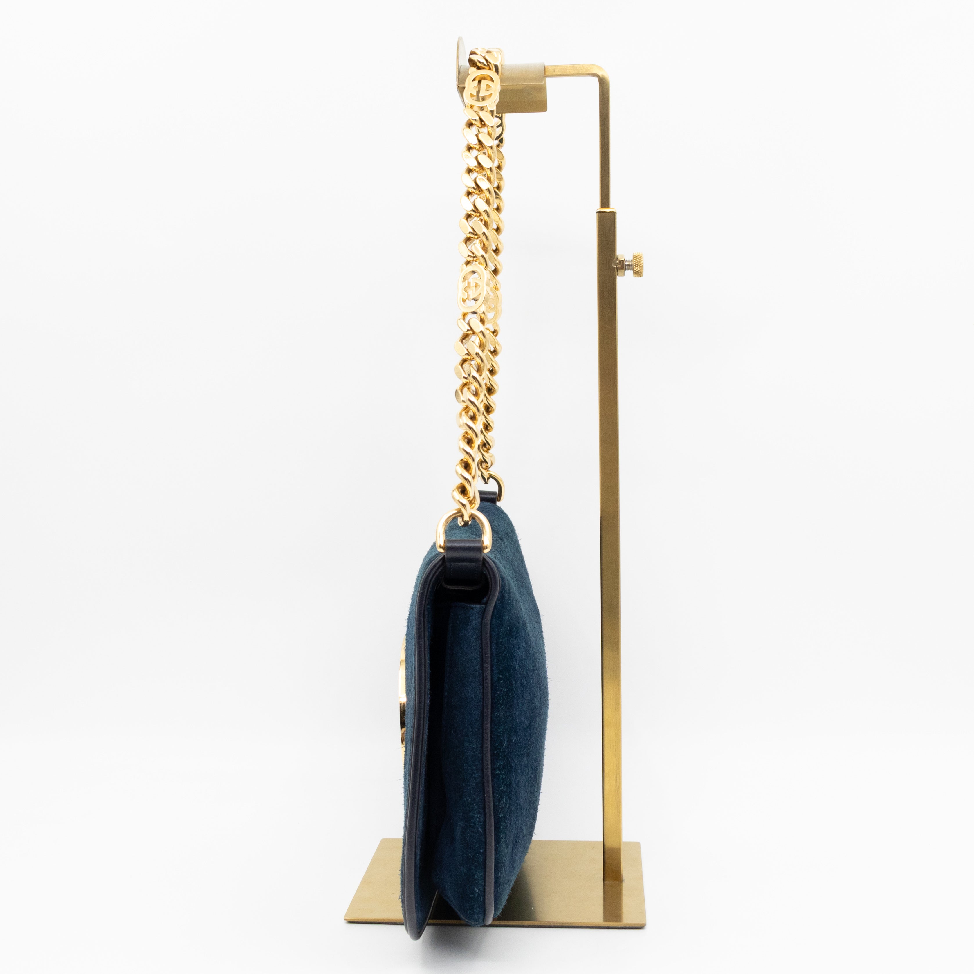 Blondie Small Shoulder Bag Blue Suede