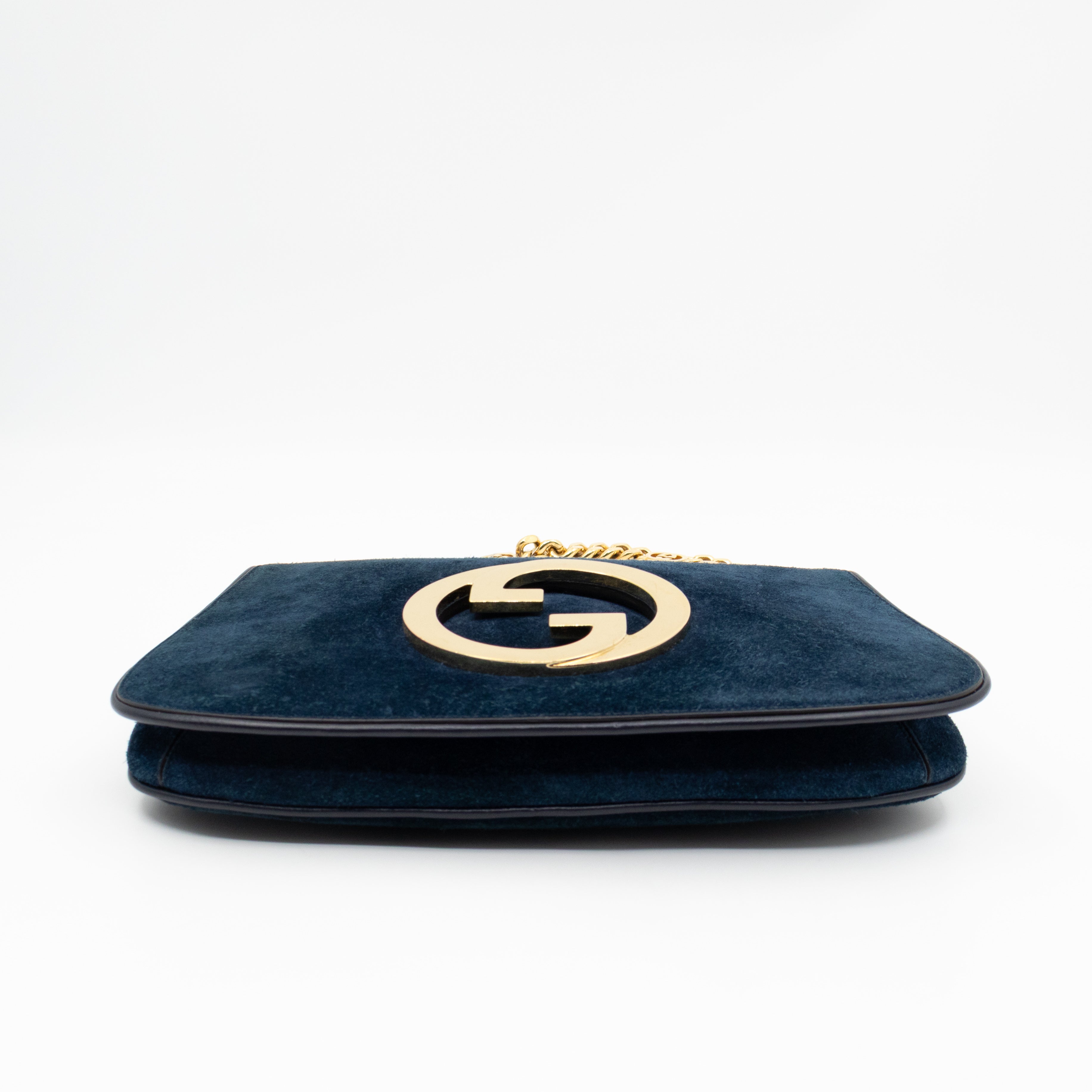 Blondie Small Shoulder Bag Blue Suede