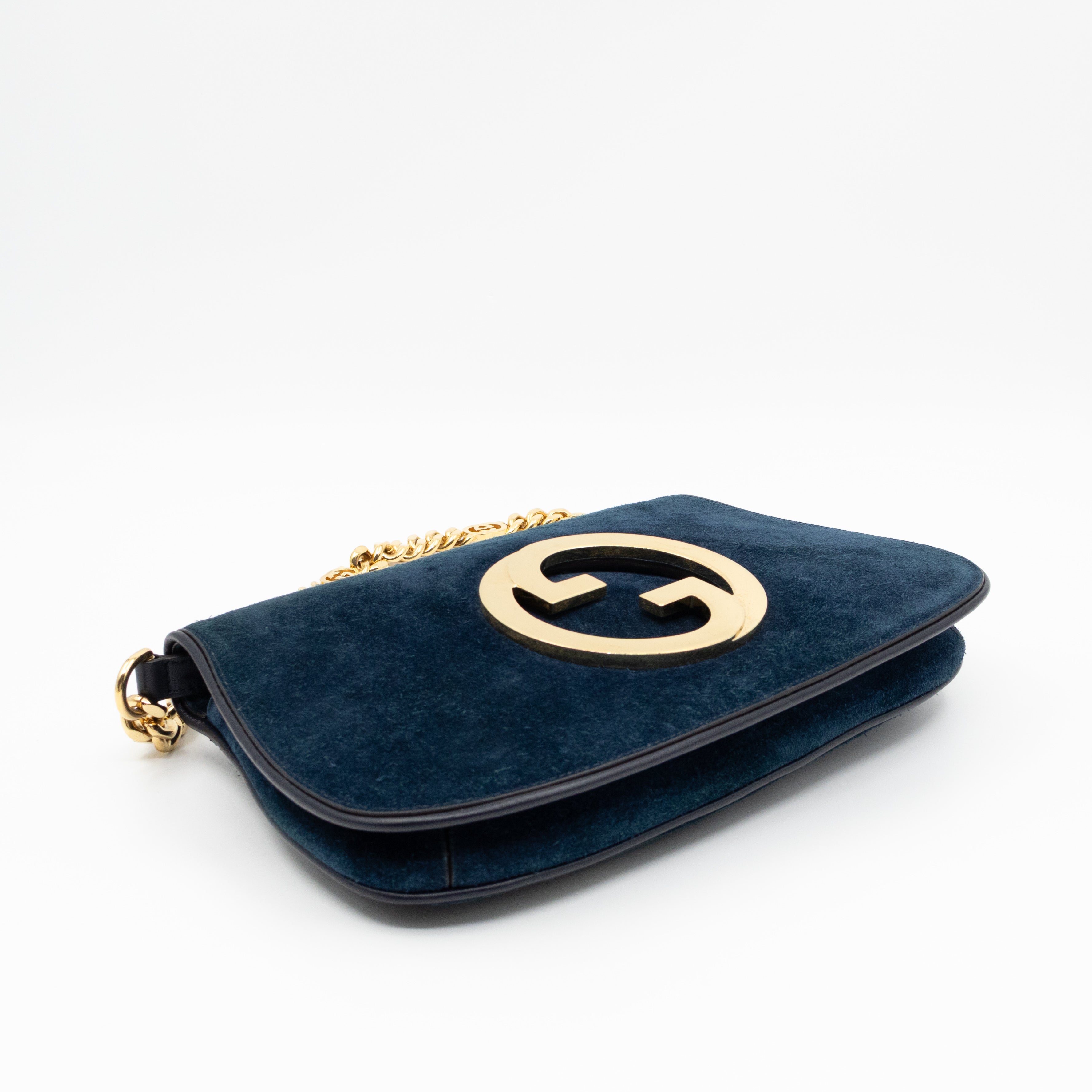 Blondie Small Shoulder Bag Blue Suede