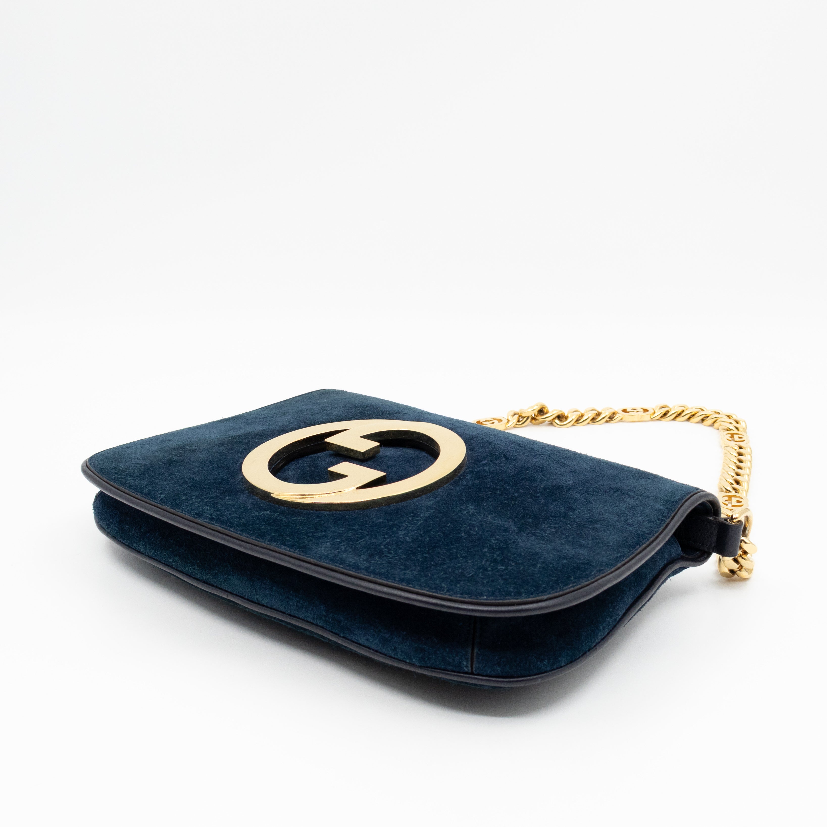 Blondie Small Shoulder Bag Blue Suede