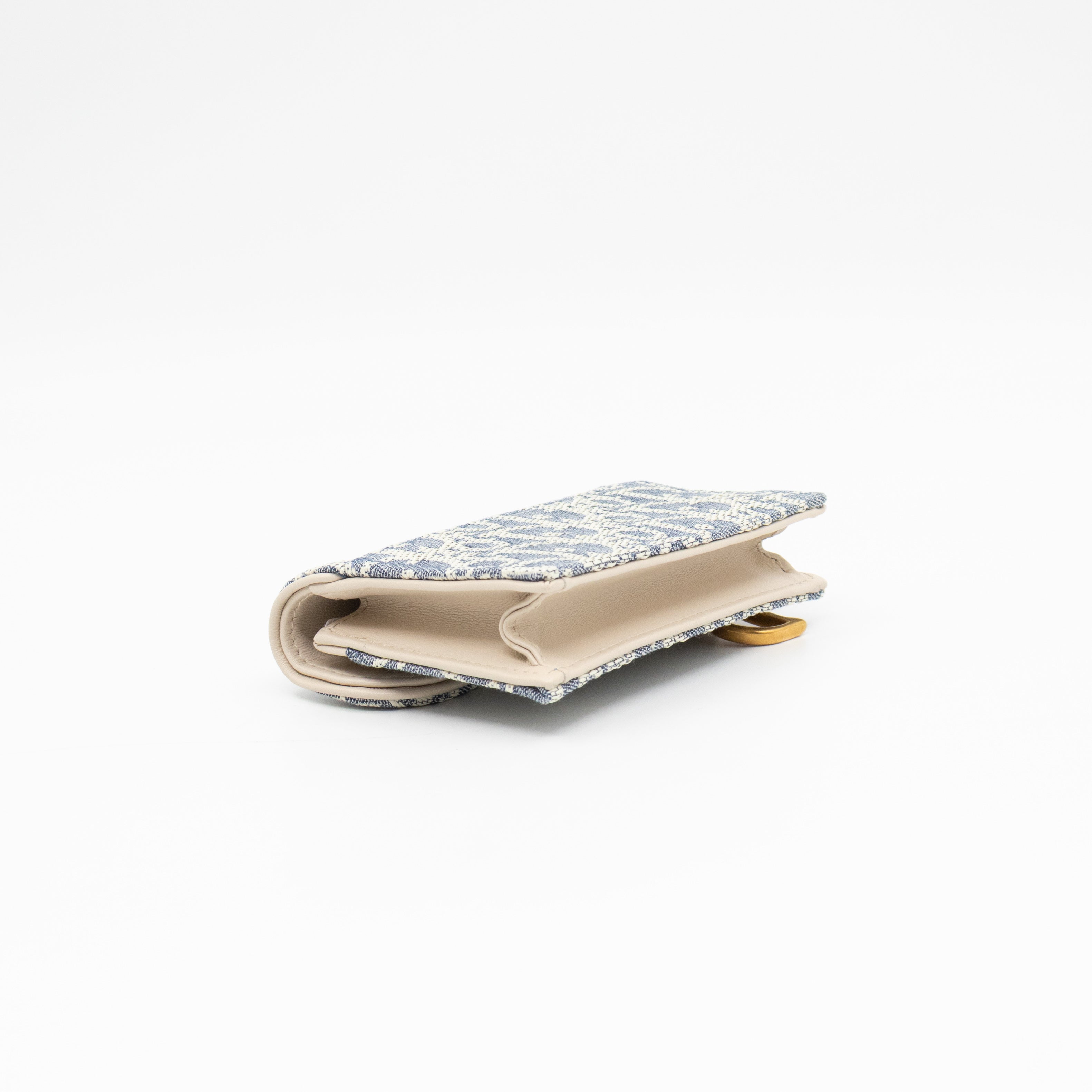 Saddle Bloom Card Holder Blue Denim Dior Oblique Jacquard