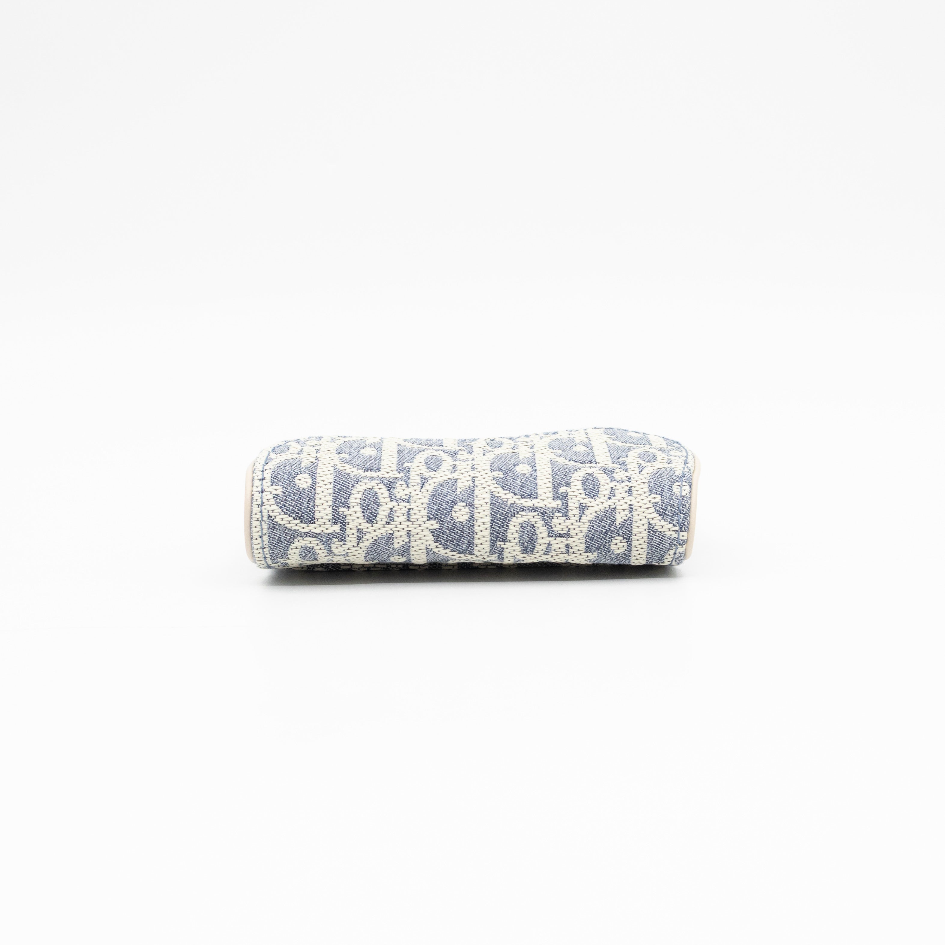 Saddle Bloom Card Holder Blue Denim Dior Oblique Jacquard