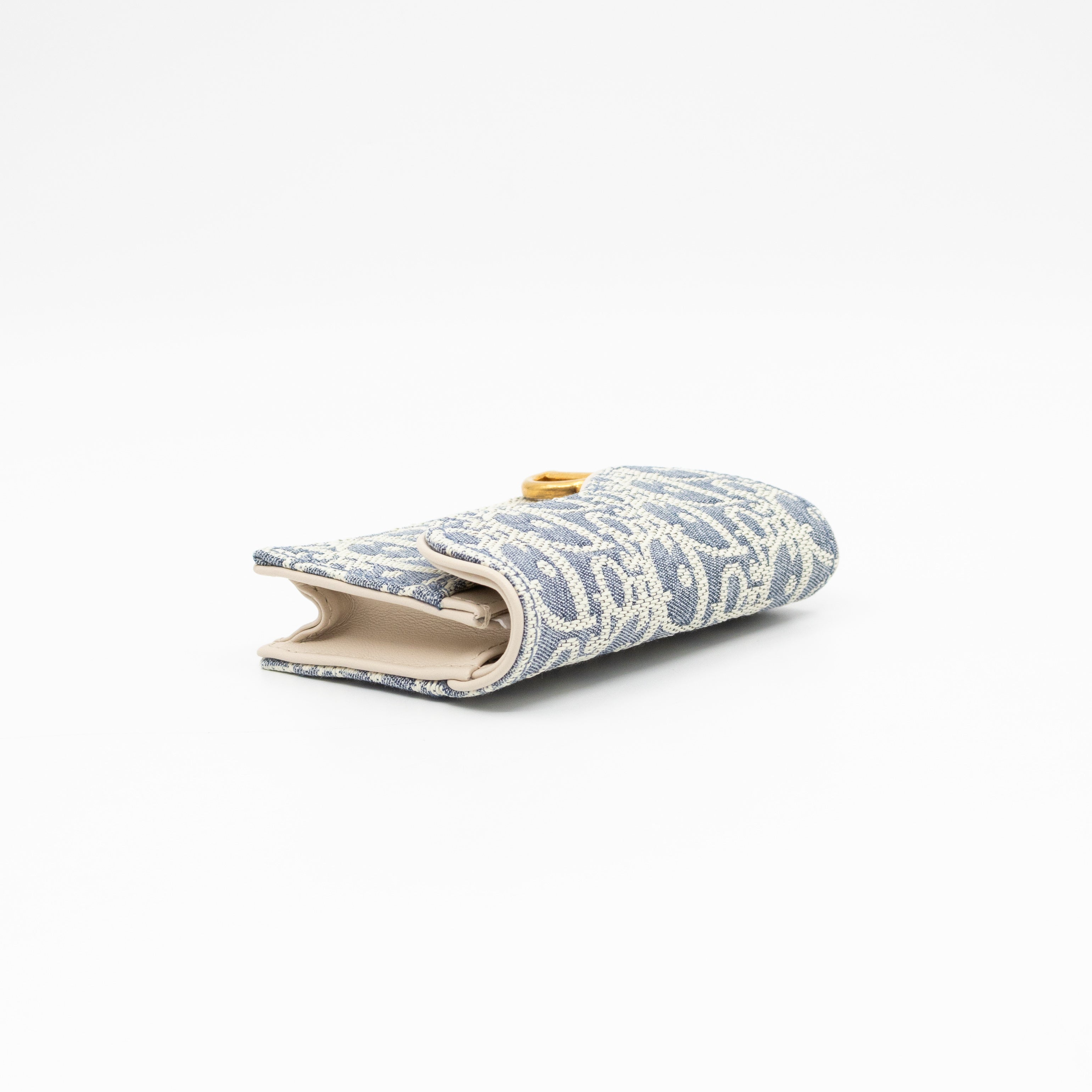 Saddle Bloom Card Holder Blue Denim Dior Oblique Jacquard