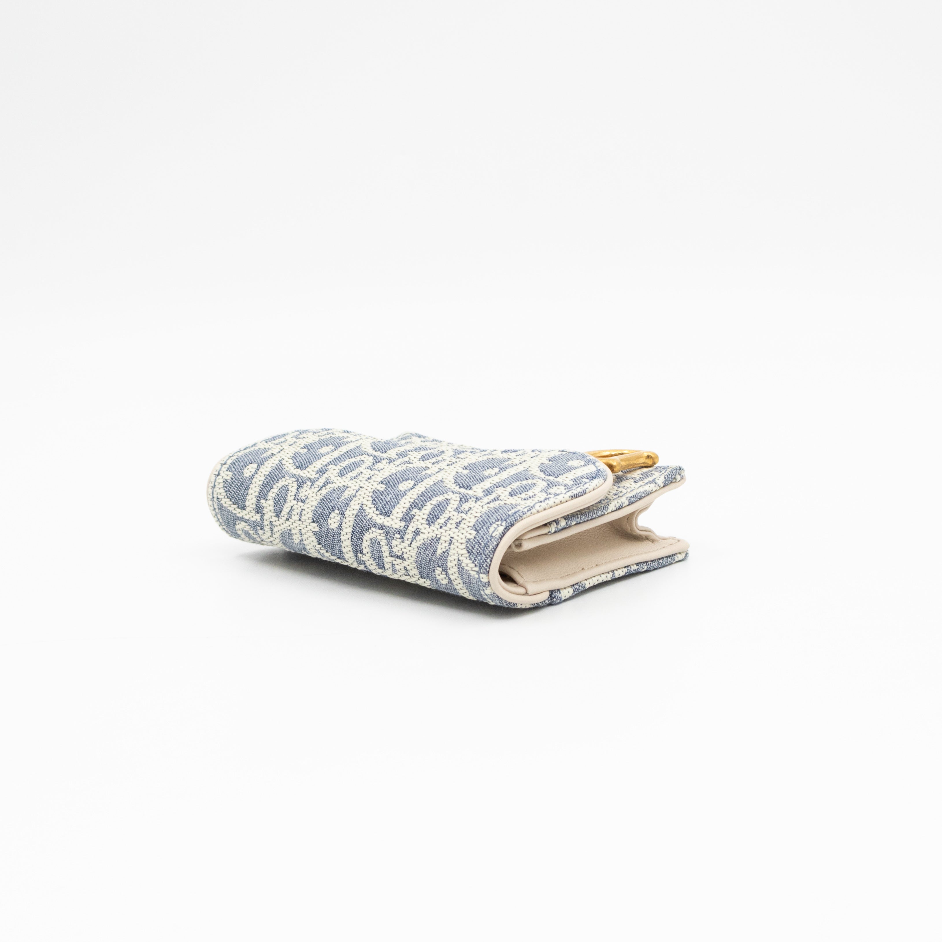 Saddle Bloom Card Holder Blue Denim Dior Oblique Jacquard