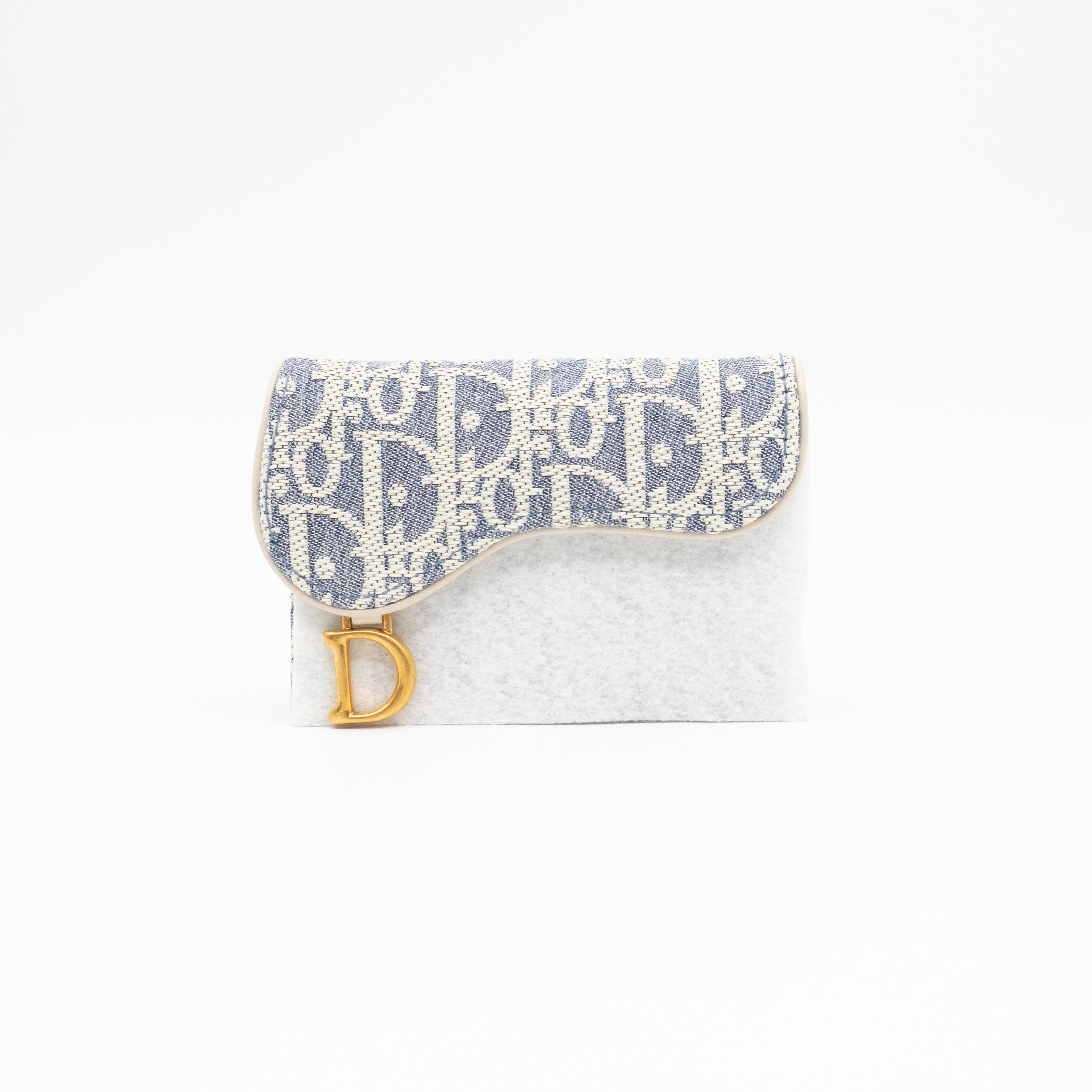 Saddle Bloom Card Holder Blue Denim Dior Oblique Jacquard