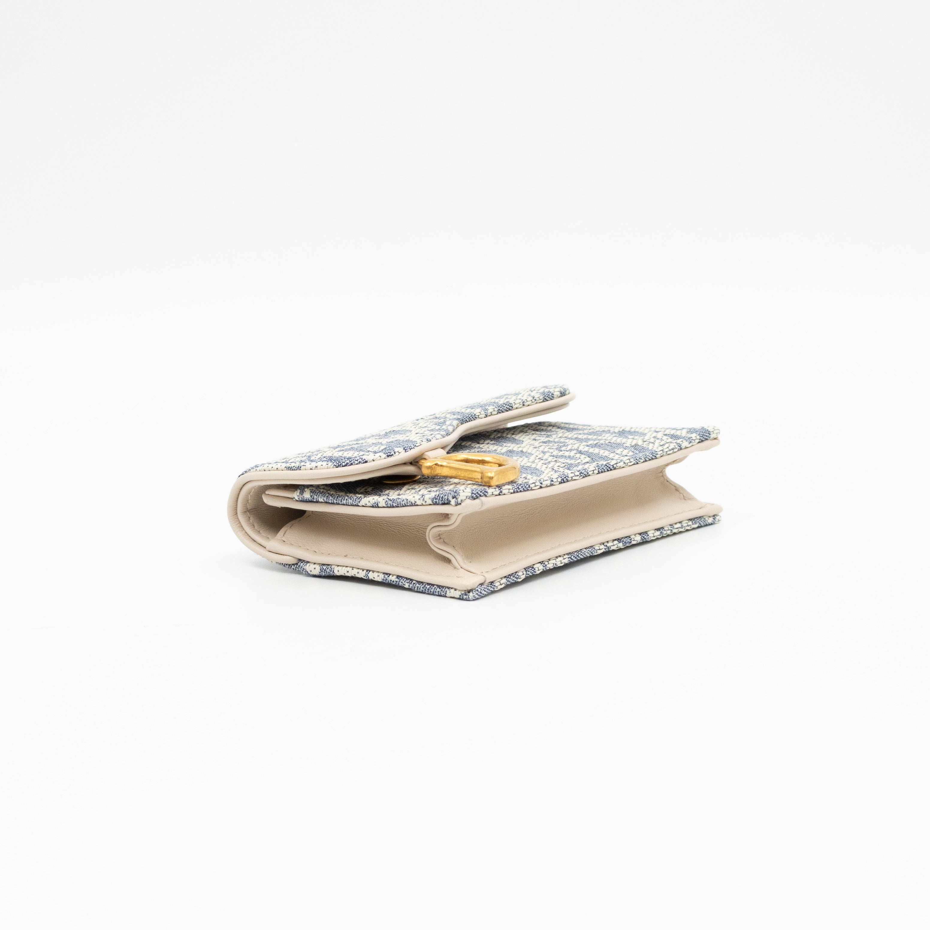 Saddle Bloom Card Holder Blue Denim Dior Oblique Jacquard