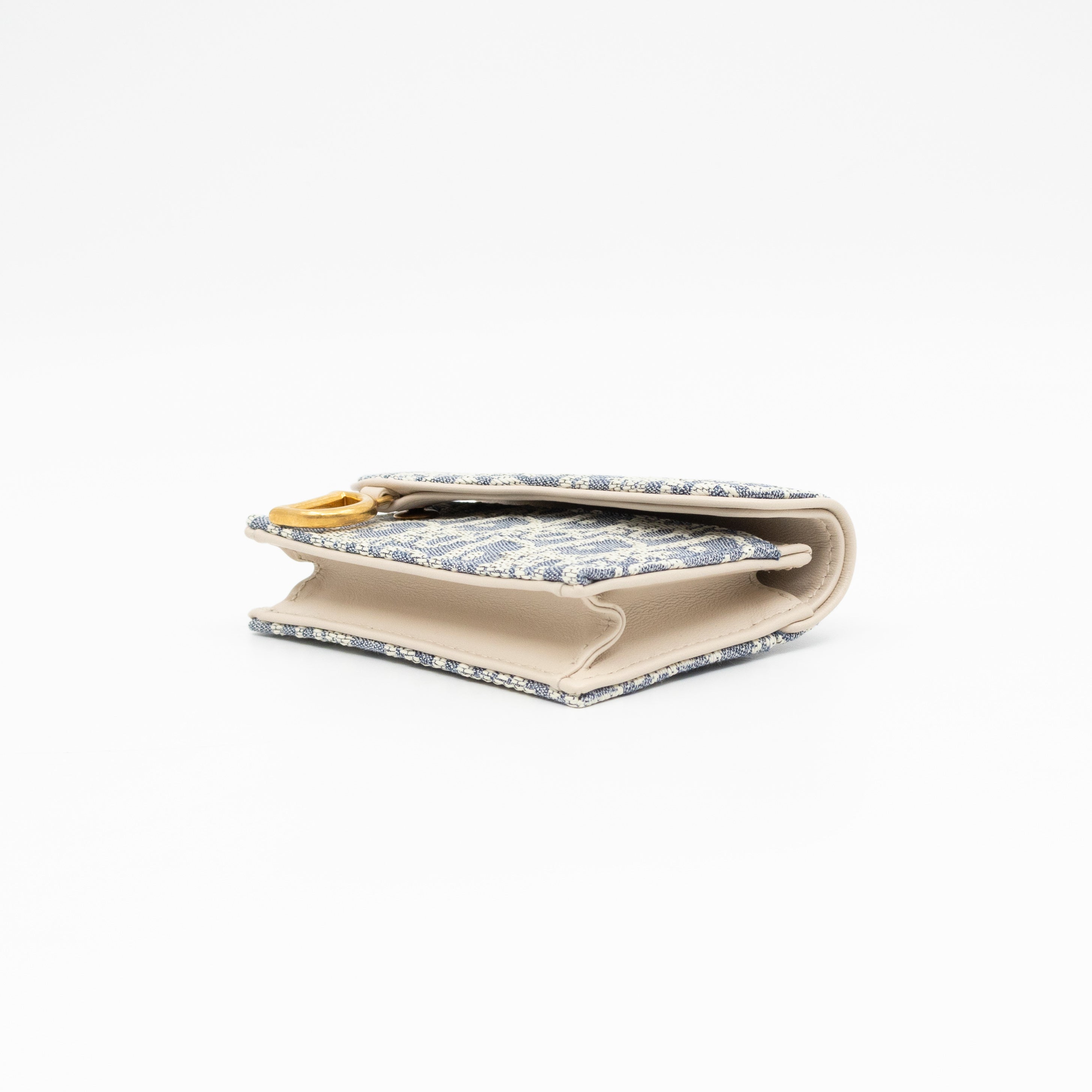 Saddle Bloom Card Holder Blue Denim Dior Oblique Jacquard