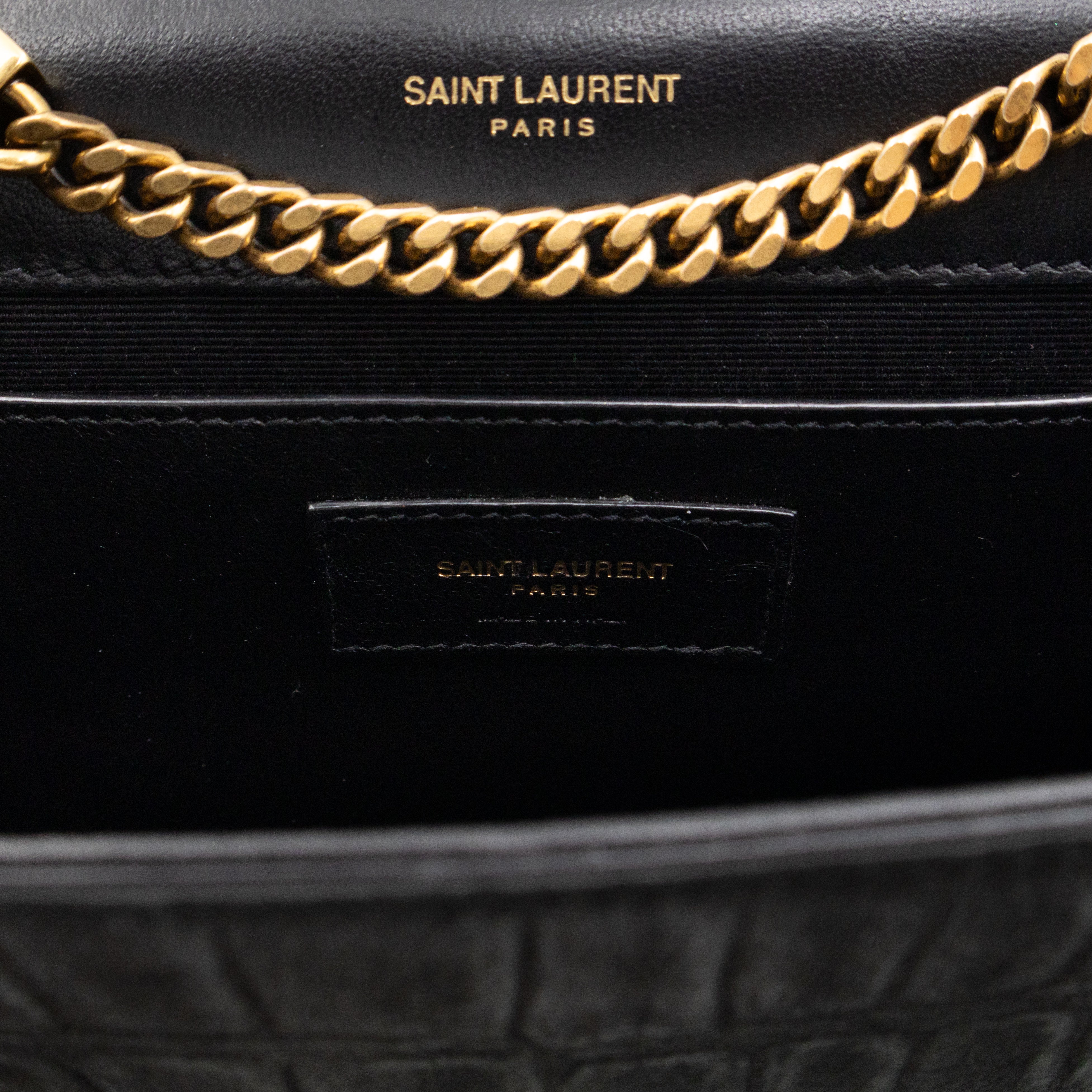 Kate Small Black Croc Embossed Nubuck Leather