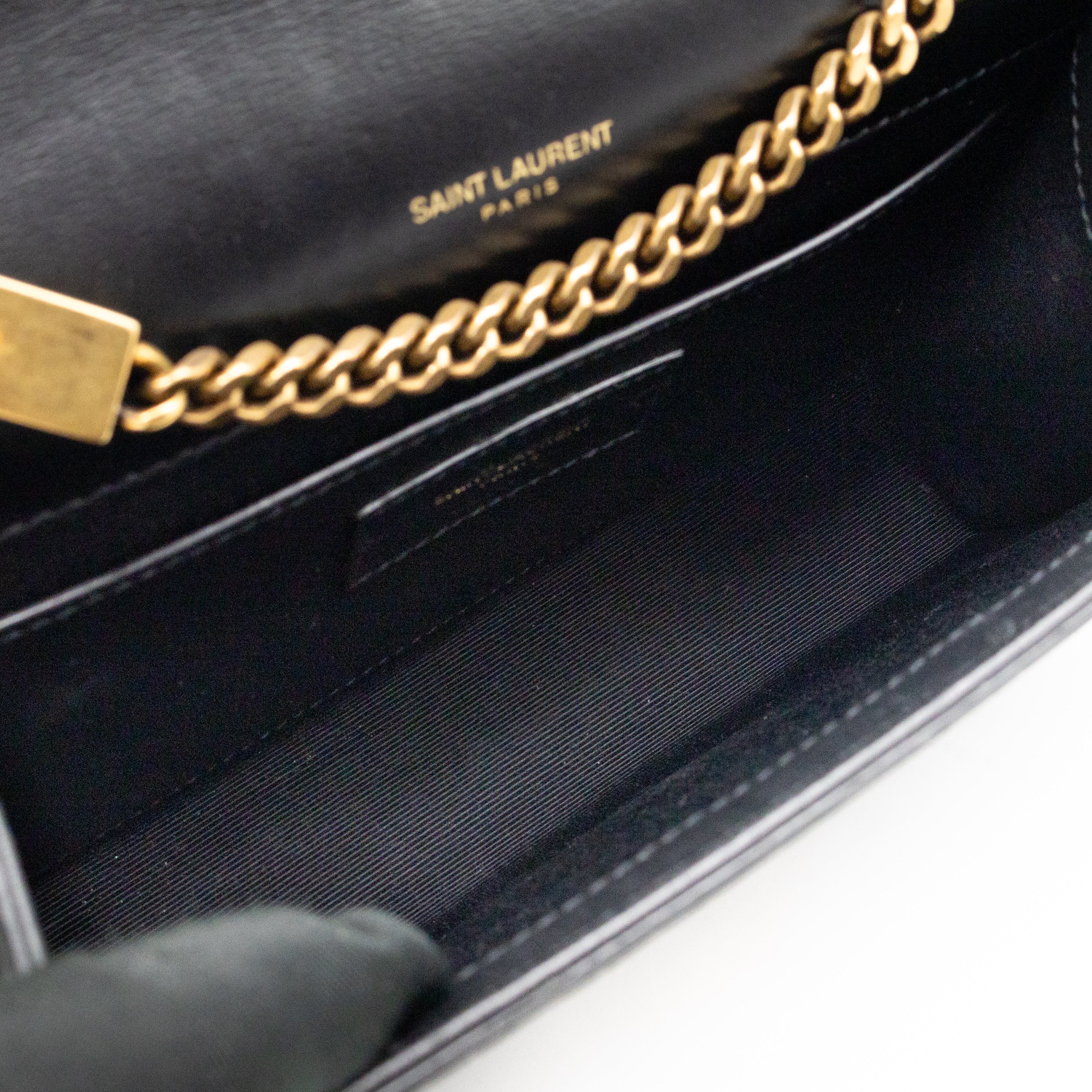 Kate Small Black Croc Embossed Nubuck Leather