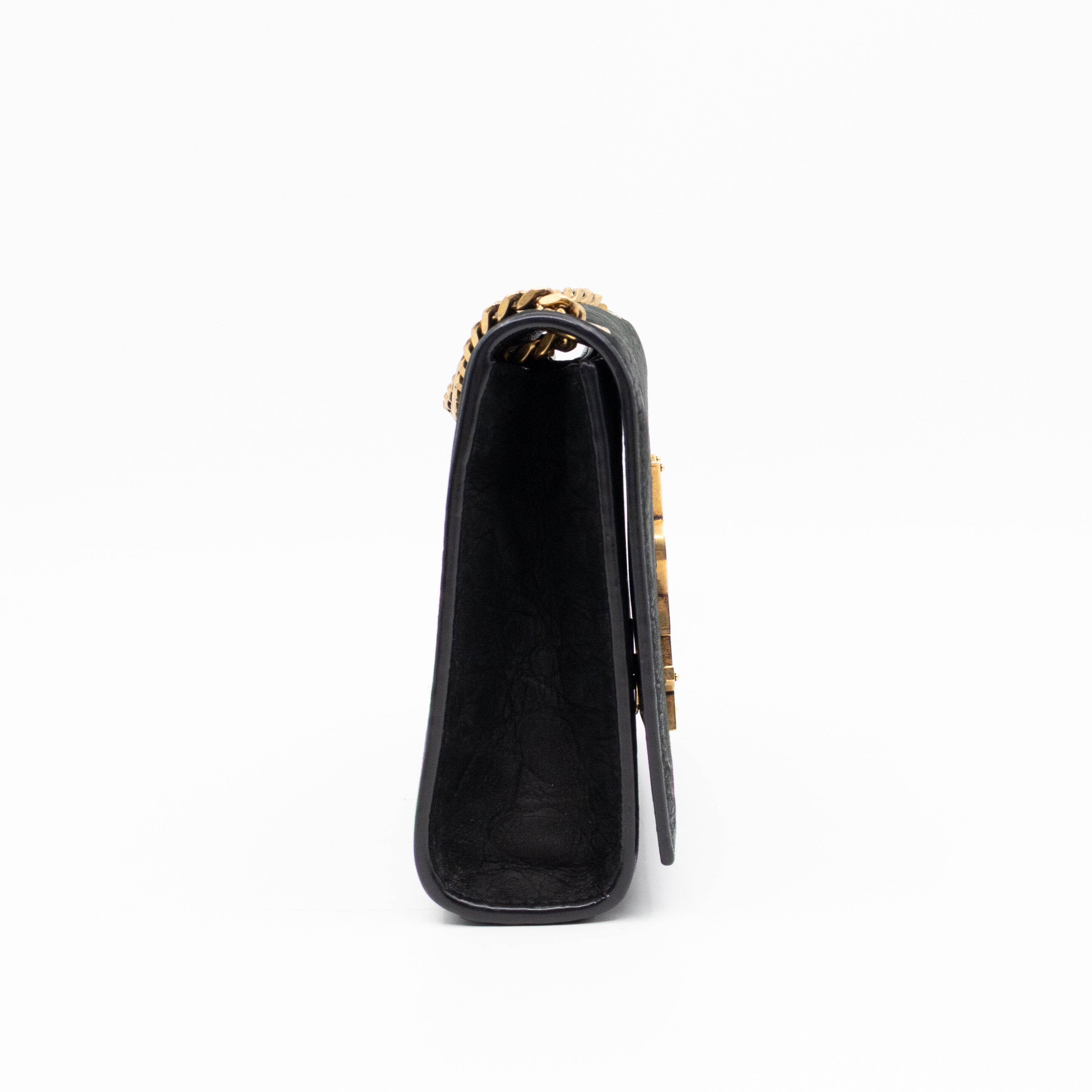 Kate Small Black Croc Embossed Nubuck Leather