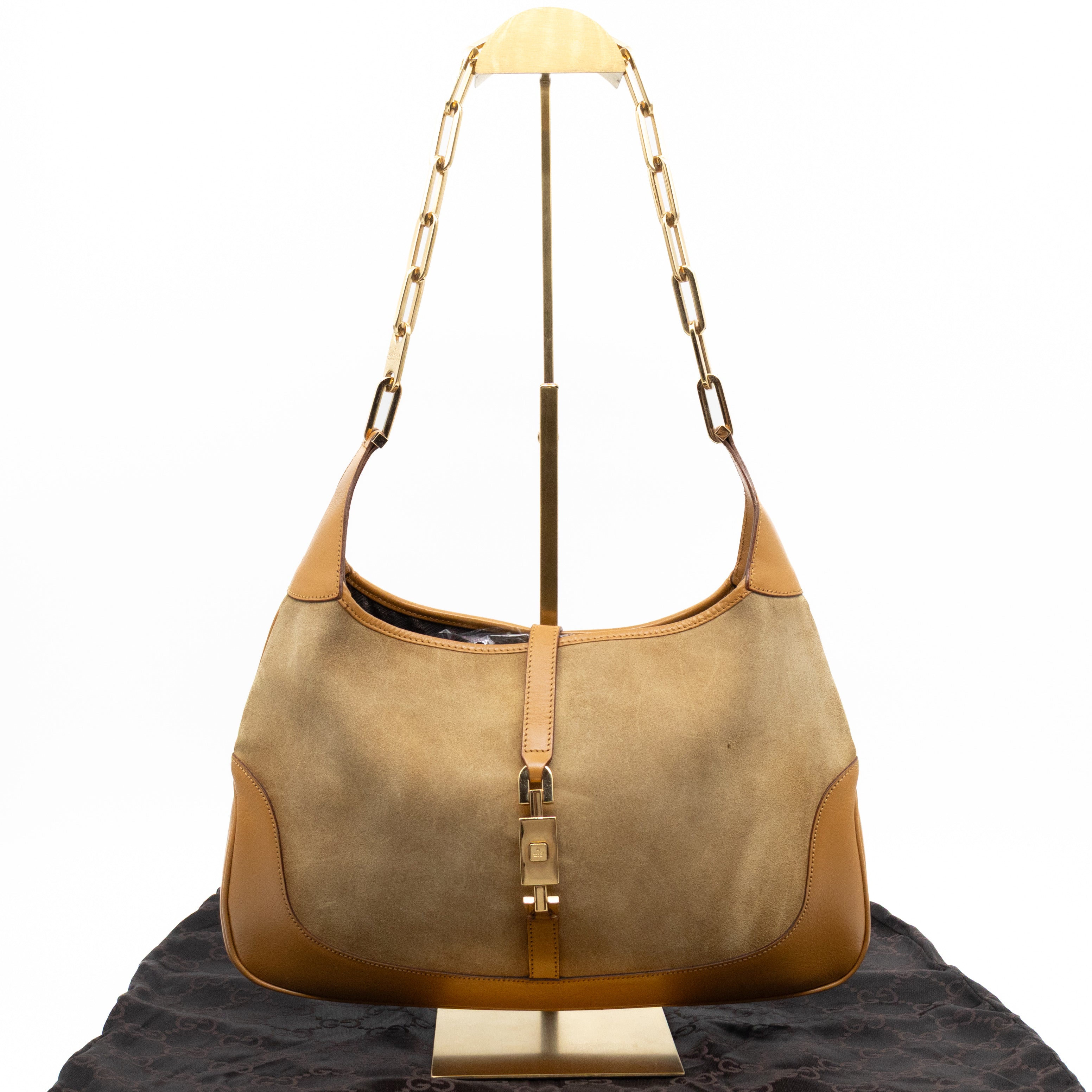 Jackie Chain Bag Beige Suede Leather