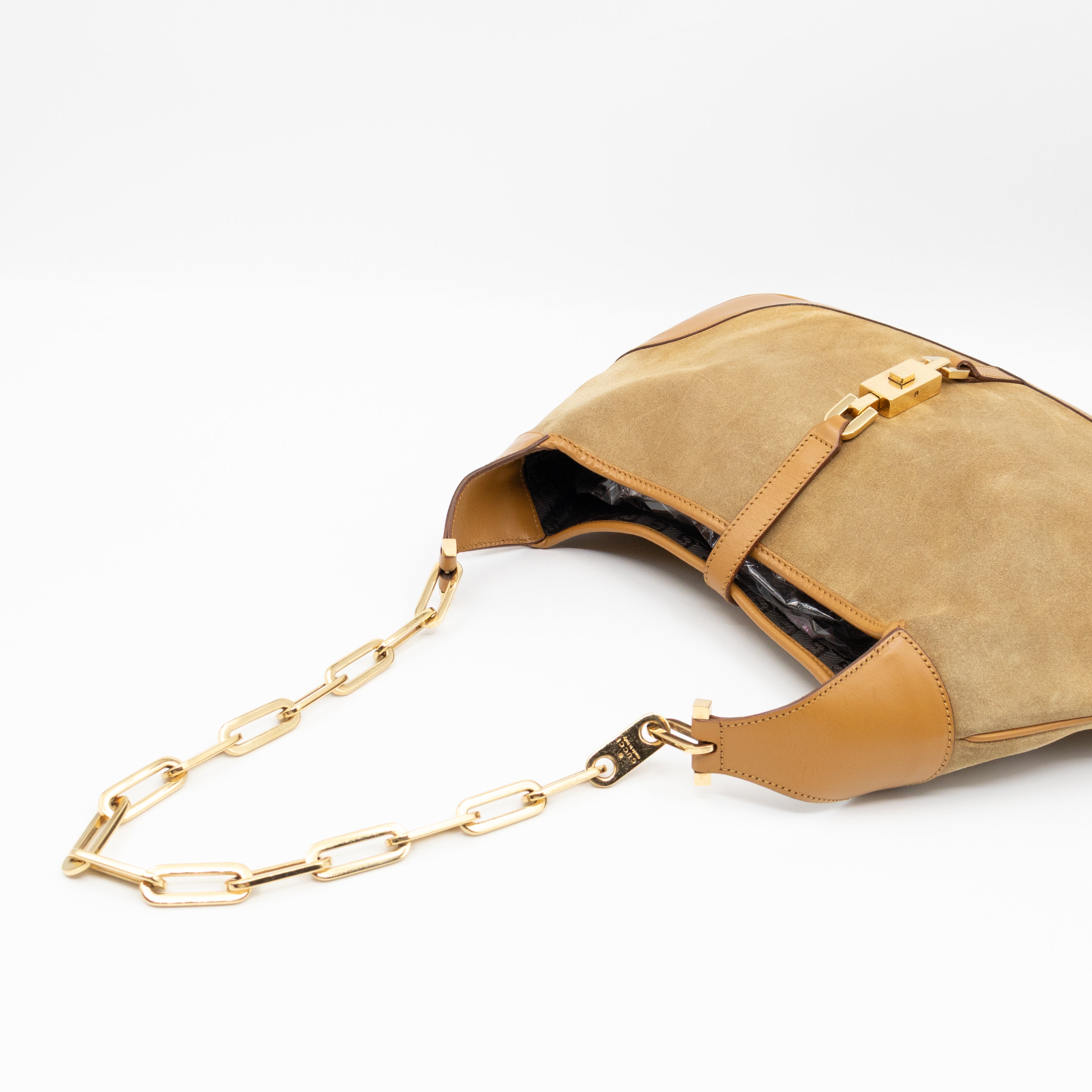 Jackie Chain Bag Beige Suede Leather