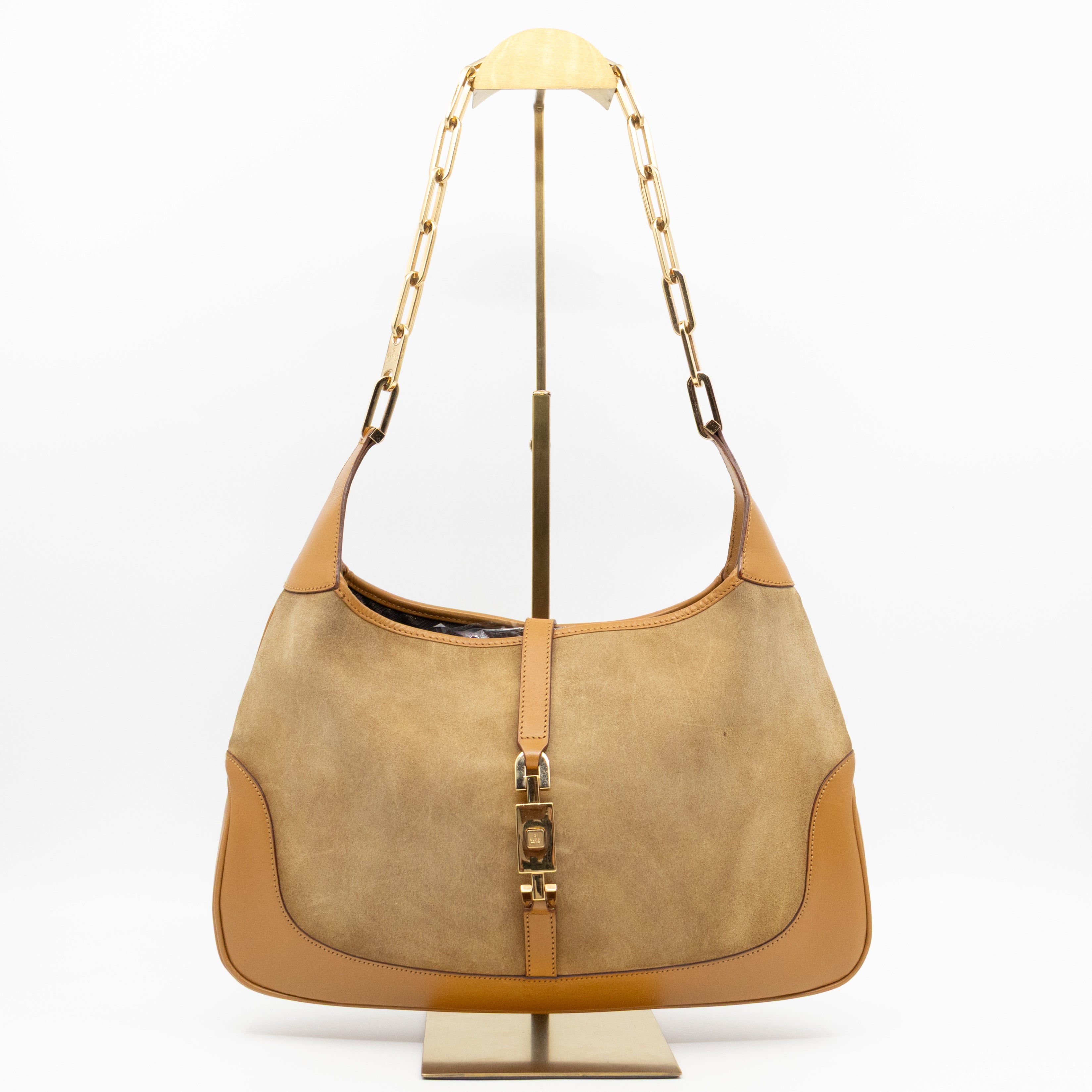 Jackie Chain Bag Beige Suede Leather