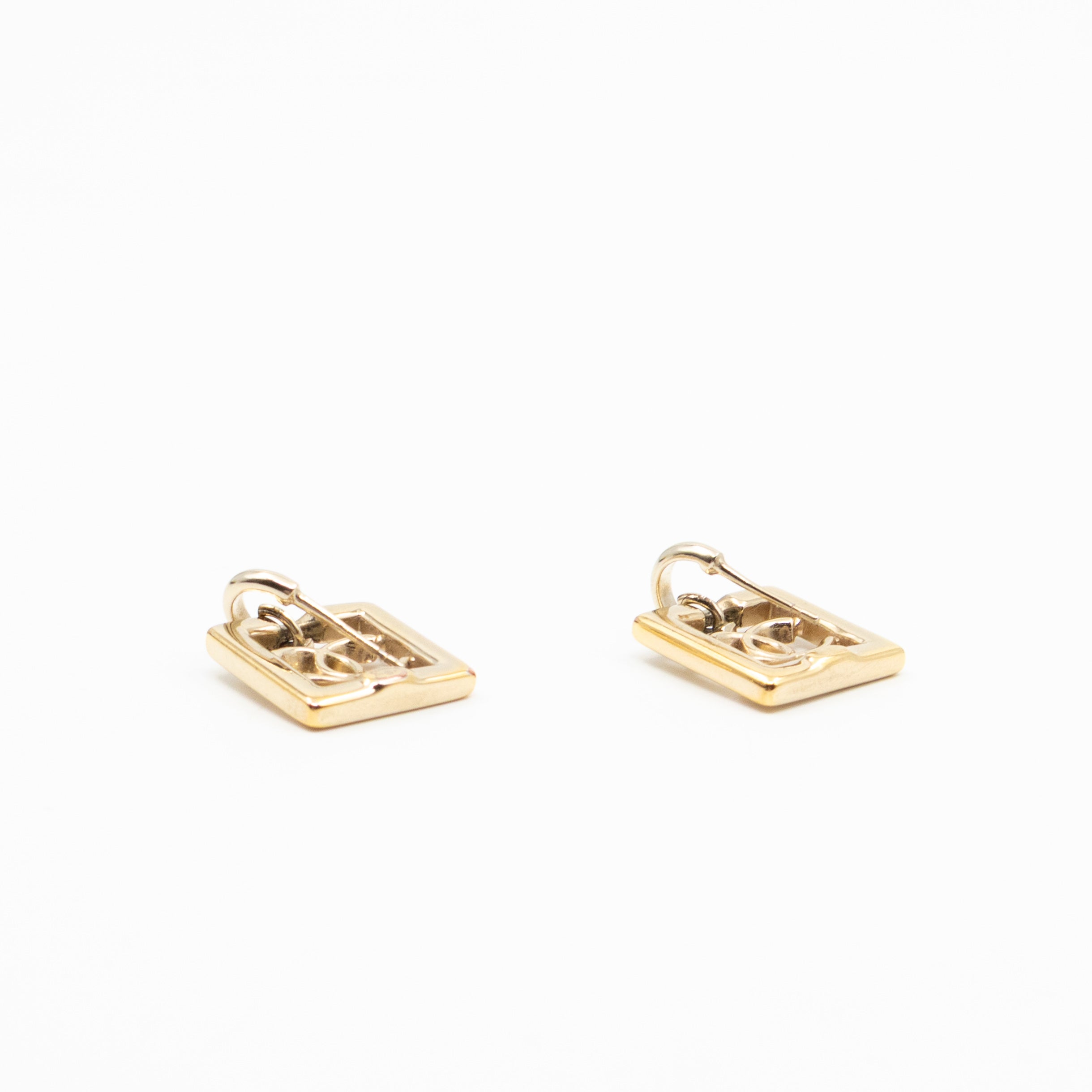 CC in Square Crystal Dangle Earrings Gold