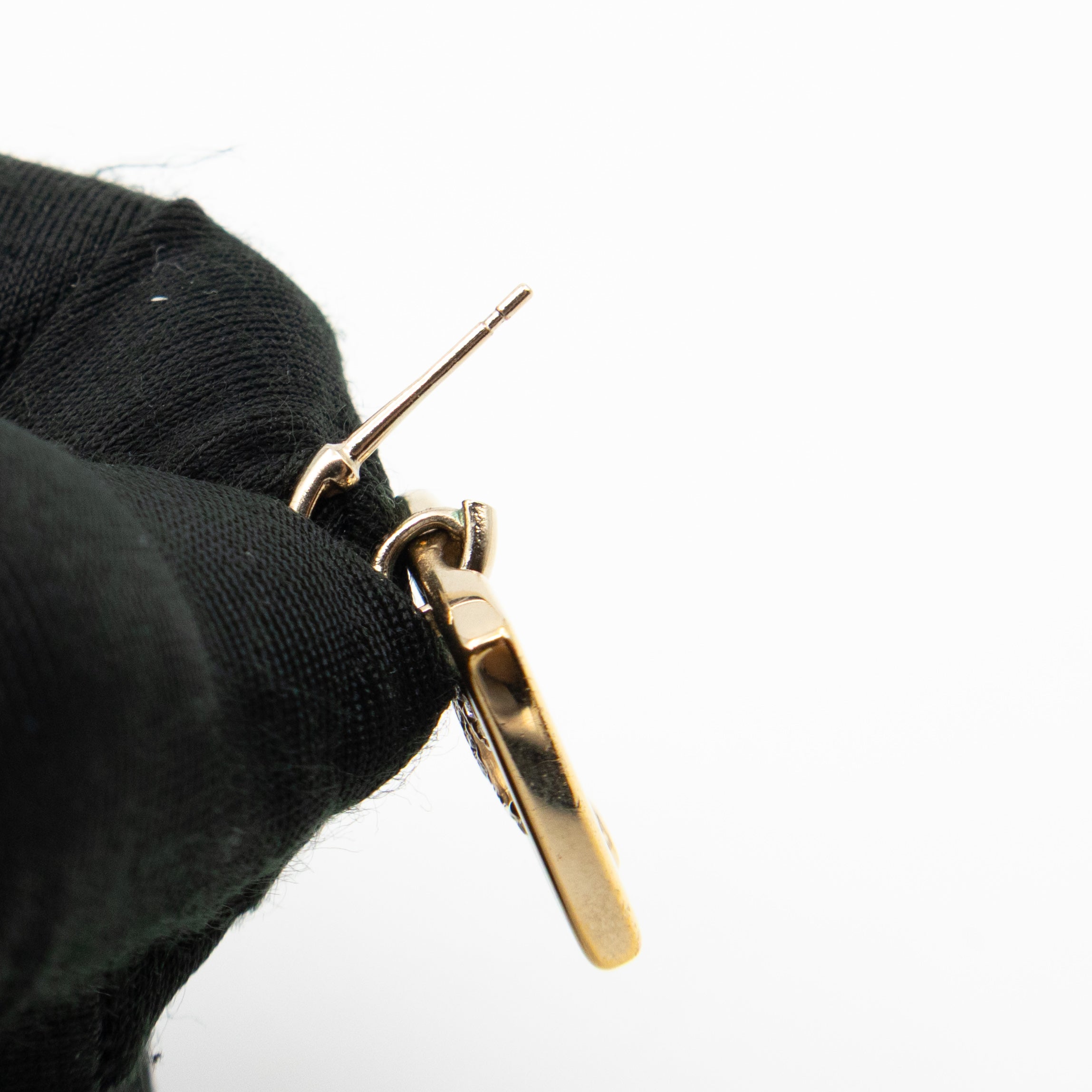 CC in Square Crystal Dangle Earrings Gold