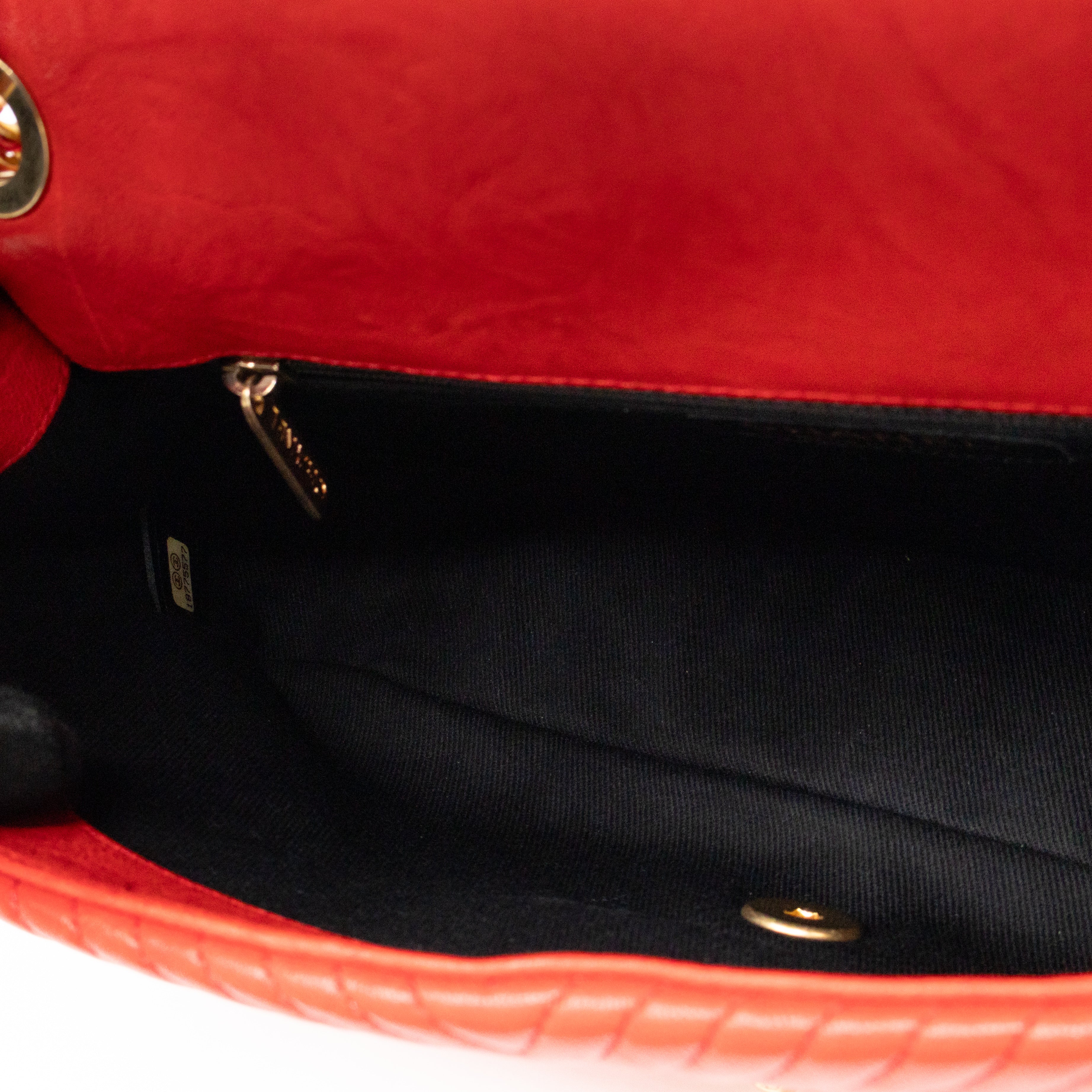 Medallion Charm Flap Bag Medium Red Chevron Calfskin Leather