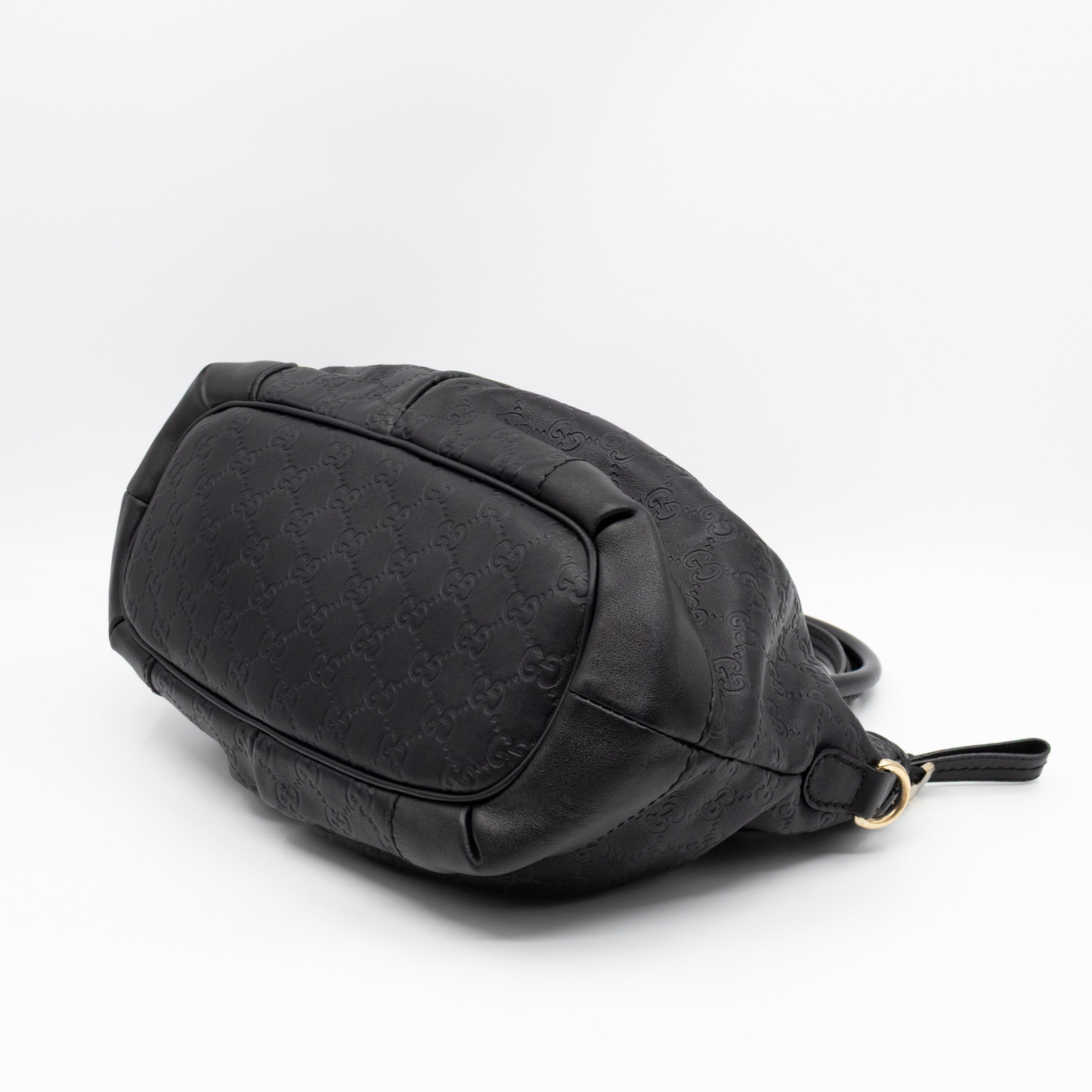 Sukey Medium Top Handle Tote Black Guccissima Leather