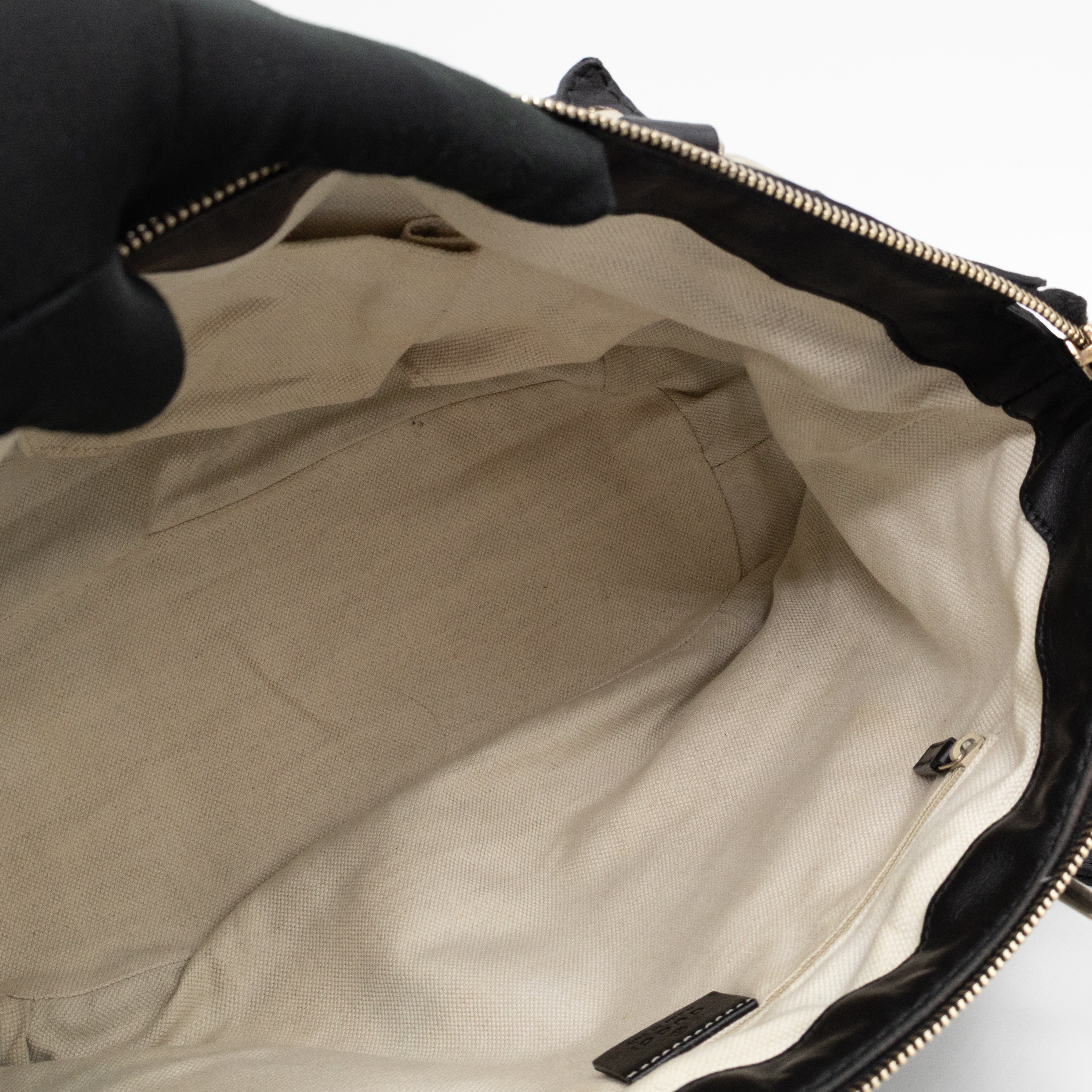 Sukey Medium Top Handle Tote Black Guccissima Leather