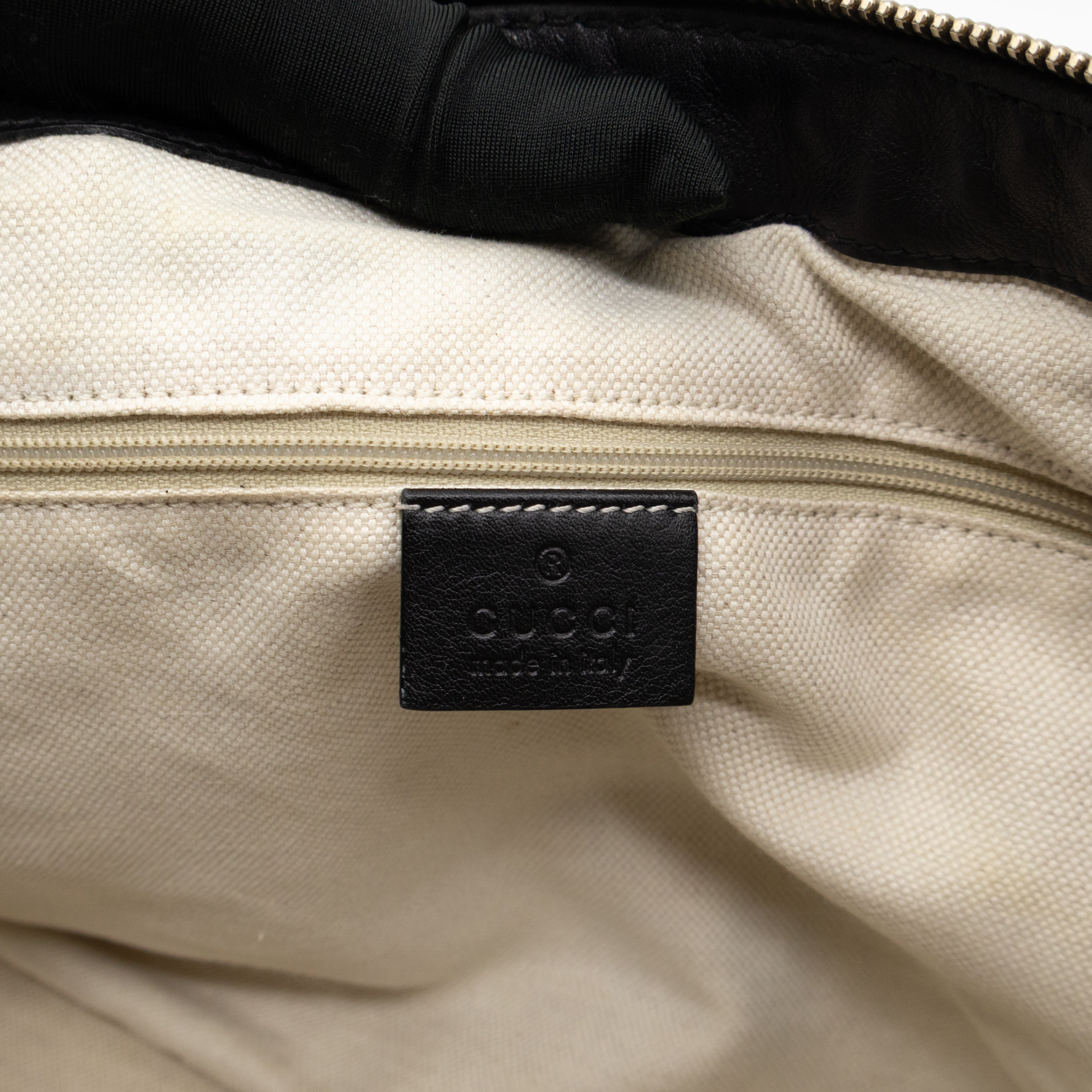 Sukey Medium Top Handle Tote Black Guccissima Leather
