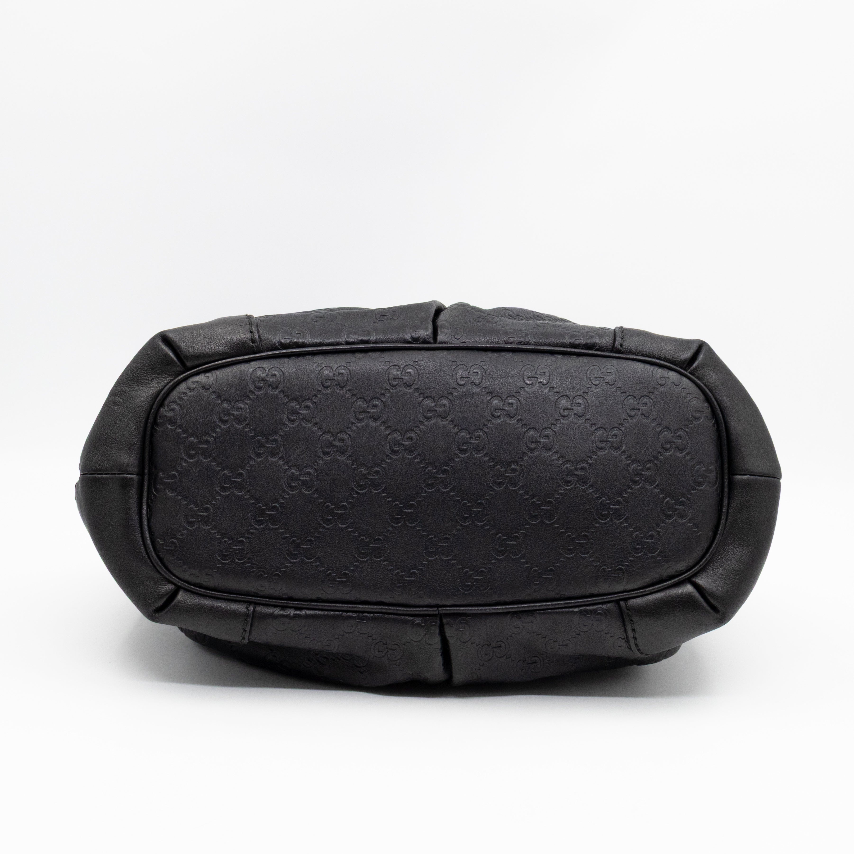 Sukey Medium Top Handle Tote Black Guccissima Leather