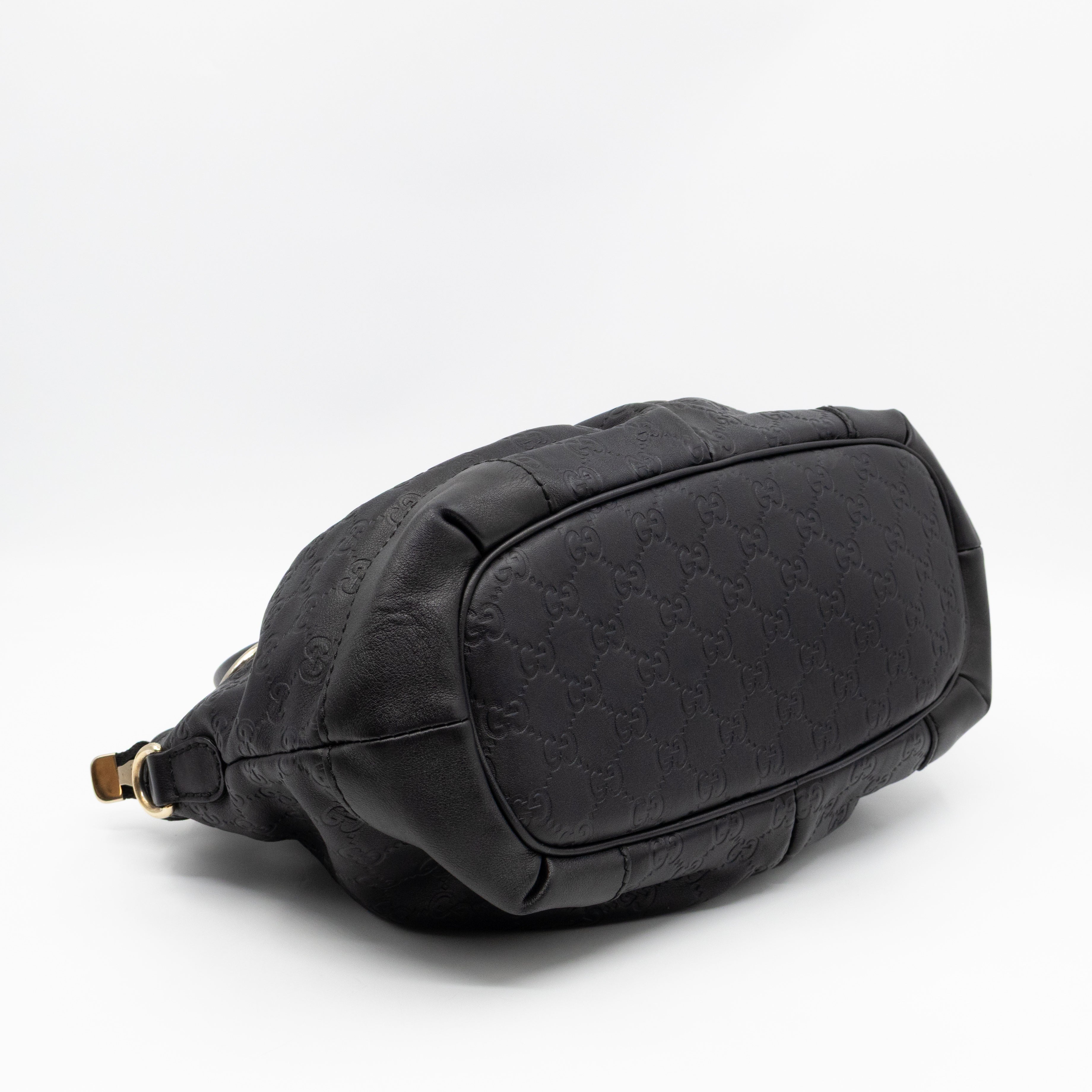 Sukey Medium Top Handle Tote Black Guccissima Leather
