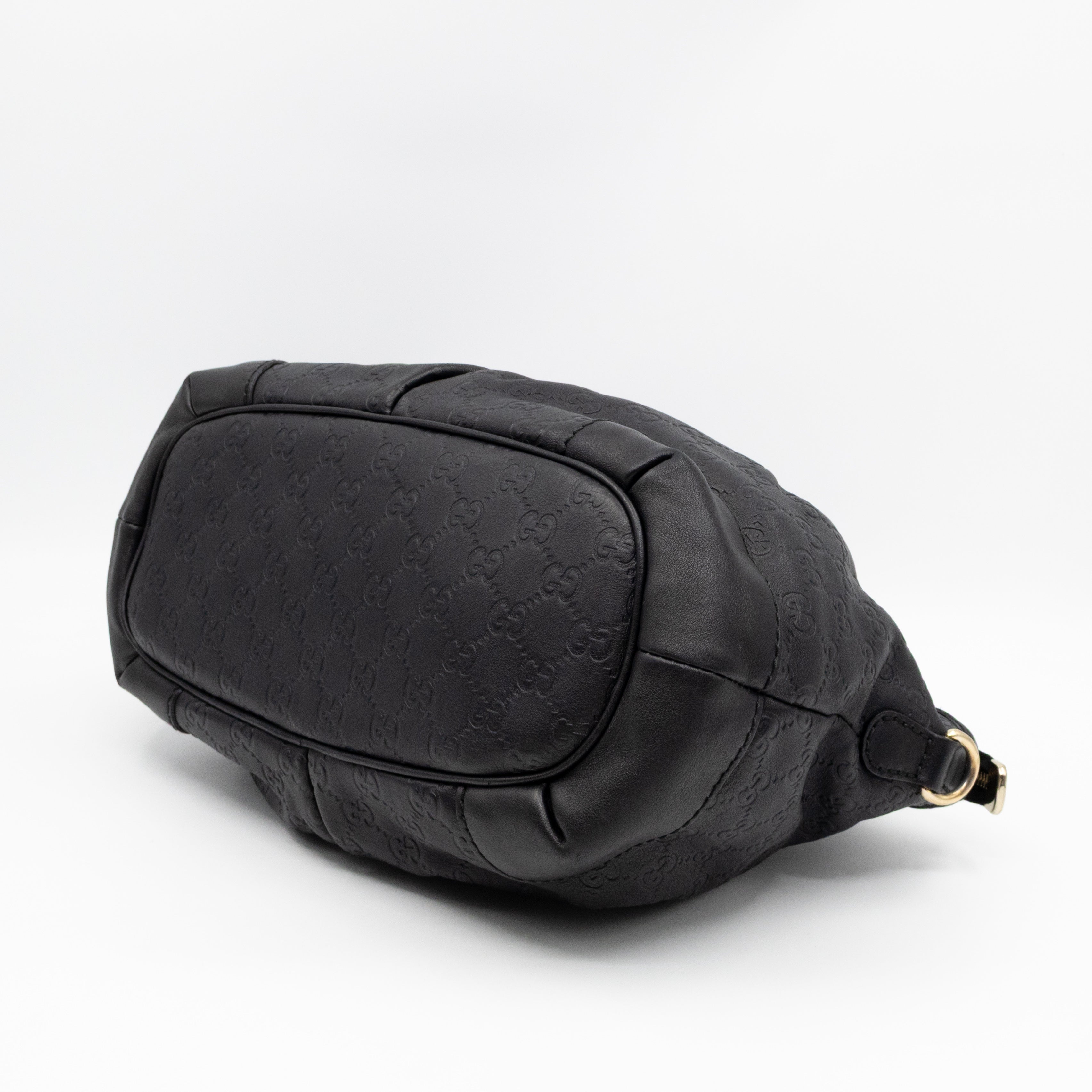 Sukey Medium Top Handle Tote Black Guccissima Leather