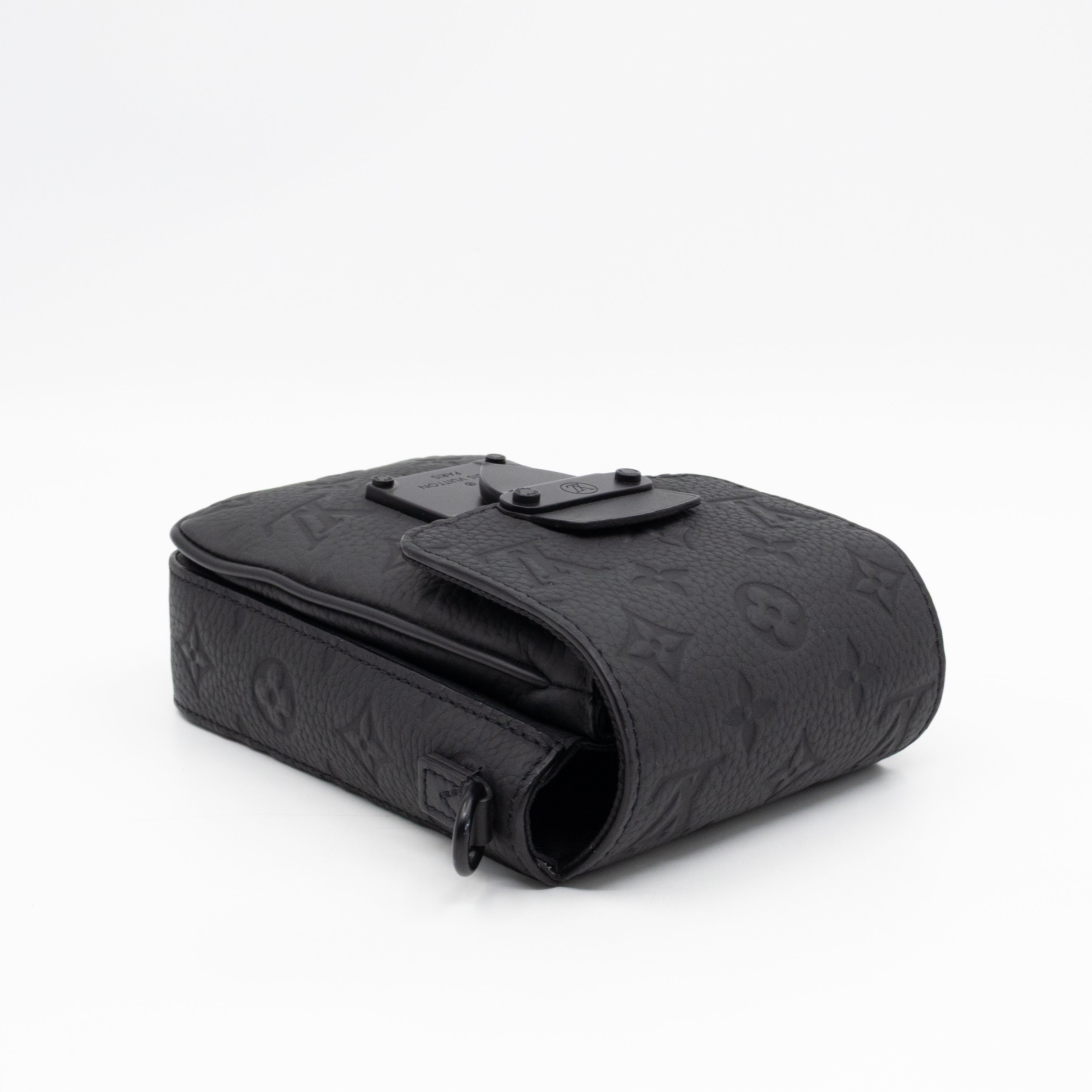 S-Lock Vertical Wallet Black Taurillon Monogram Leather