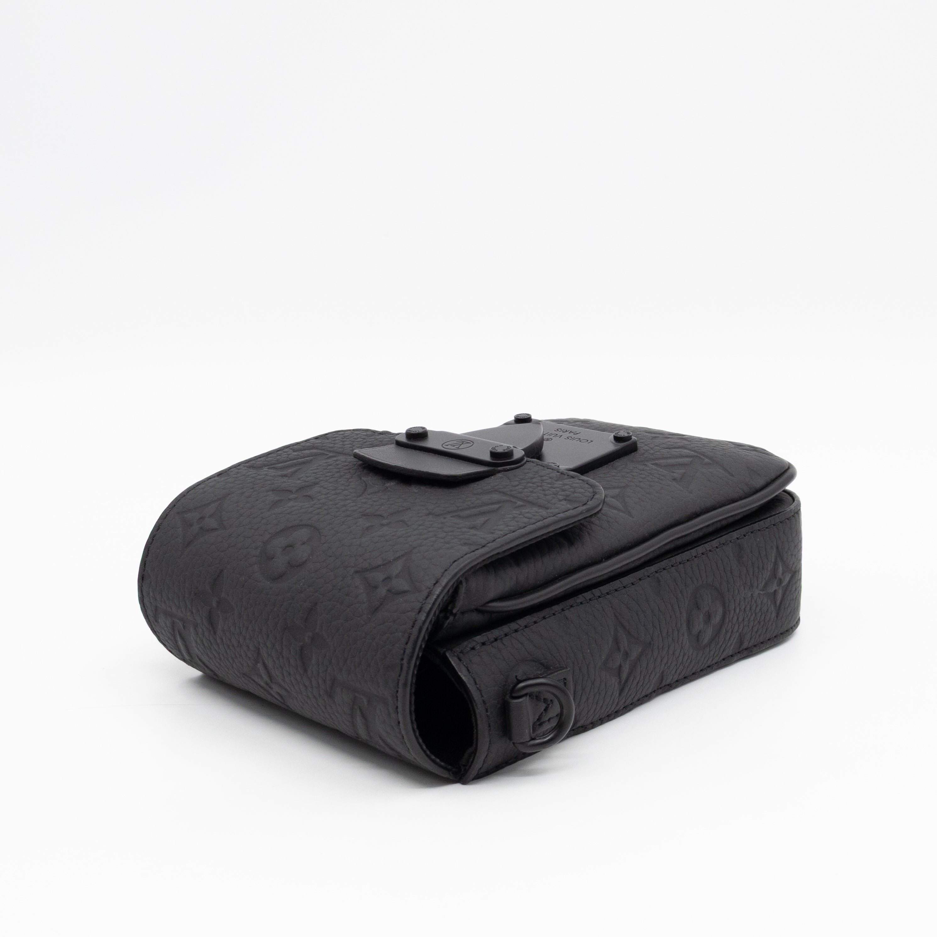 S-Lock Vertical Wallet Black Taurillon Monogram Leather