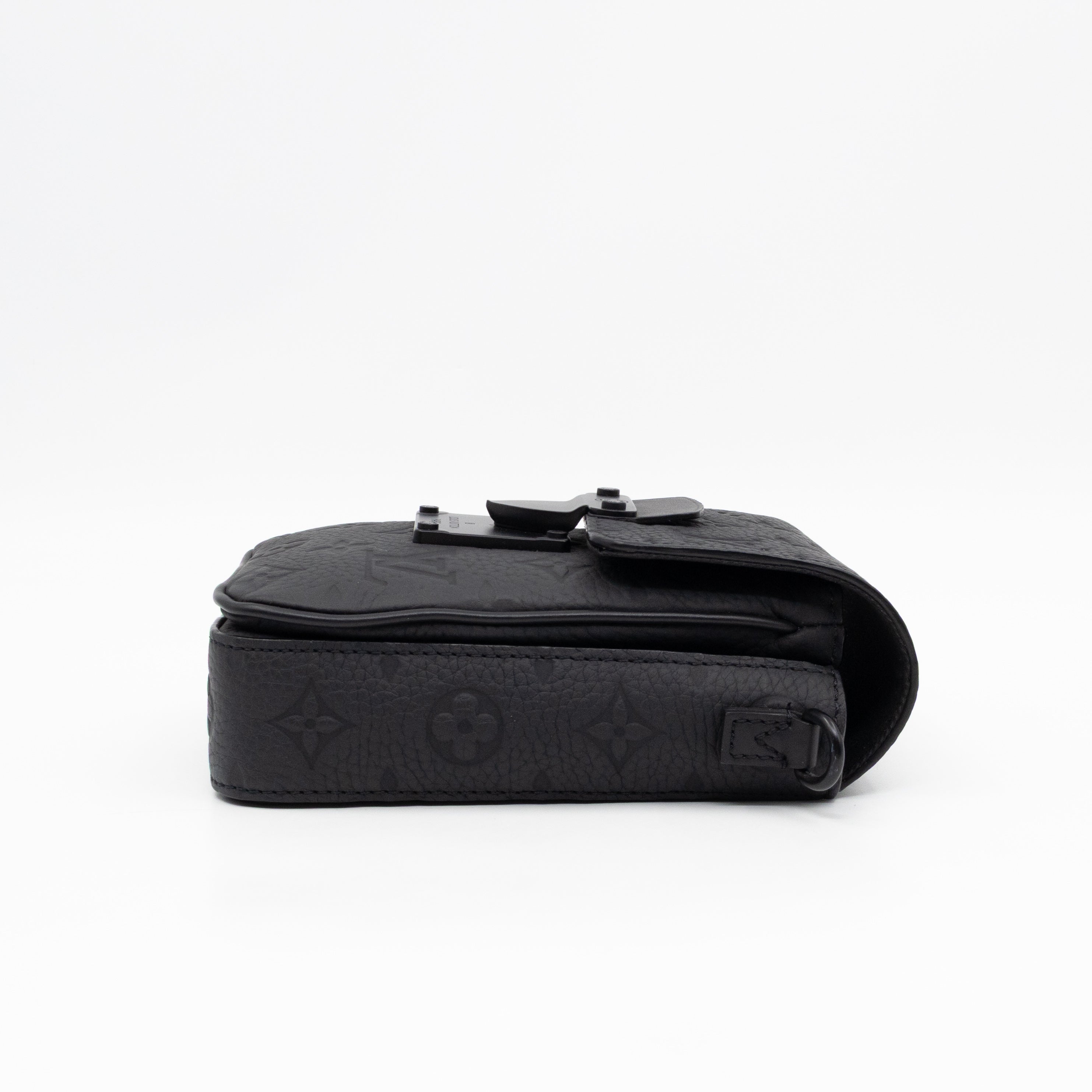 S-Lock Vertical Wallet Black Taurillon Monogram Leather
