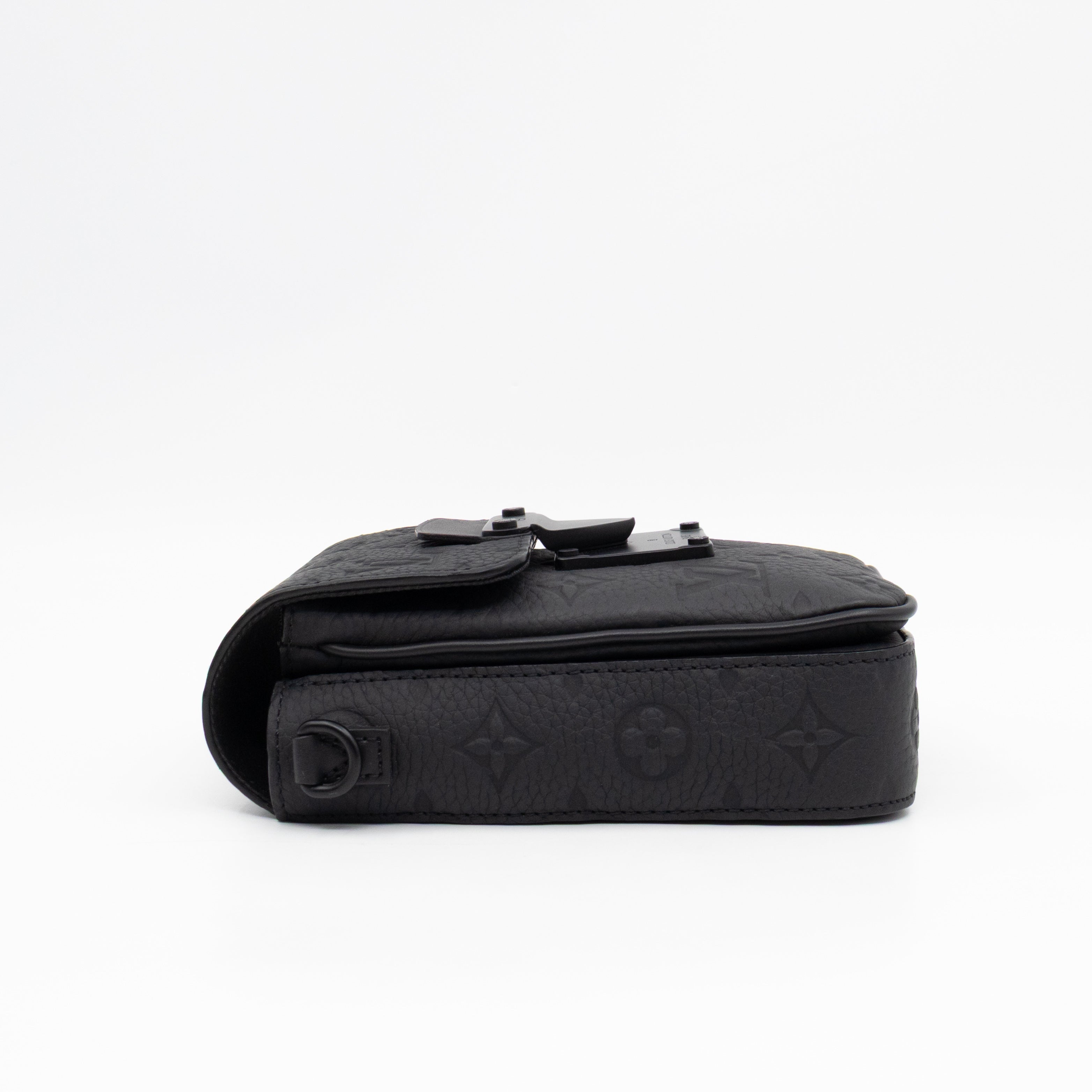 S-Lock Vertical Wallet Black Taurillon Monogram Leather