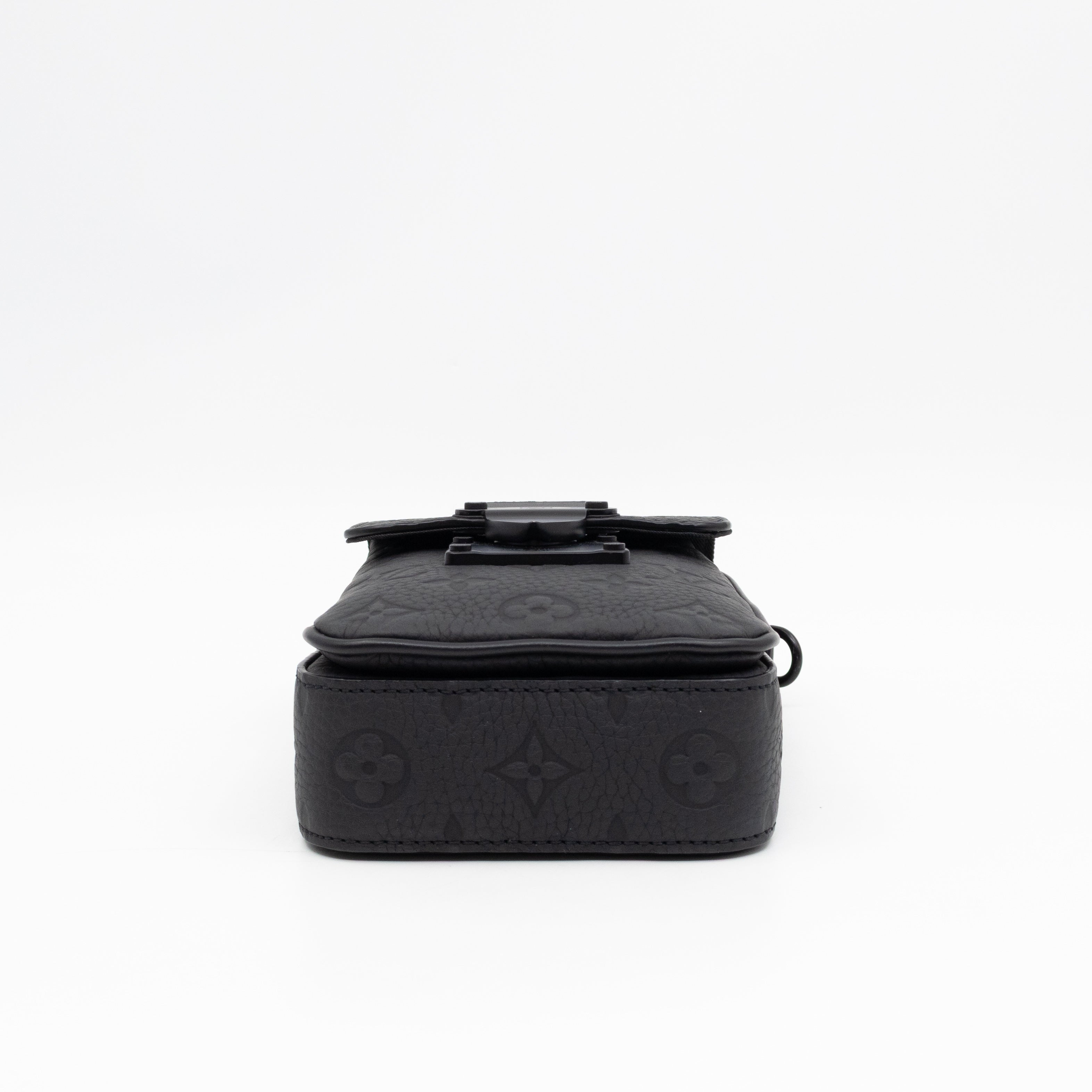 S-Lock Vertical Wallet Black Taurillon Monogram Leather