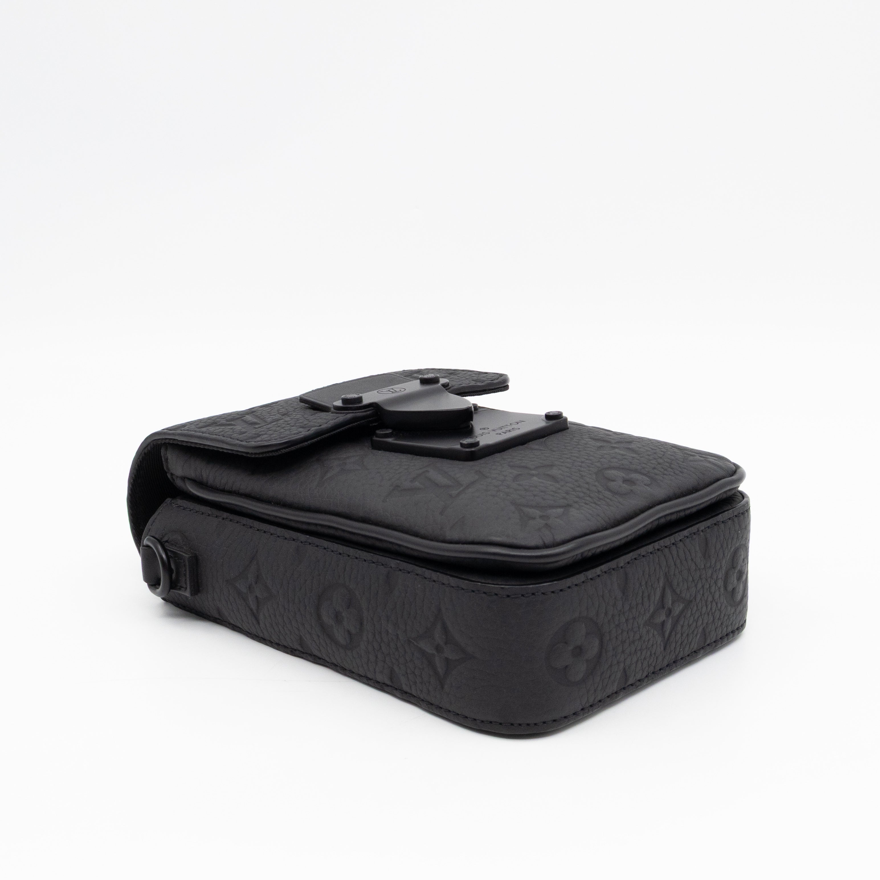 S-Lock Vertical Wallet Black Taurillon Monogram Leather