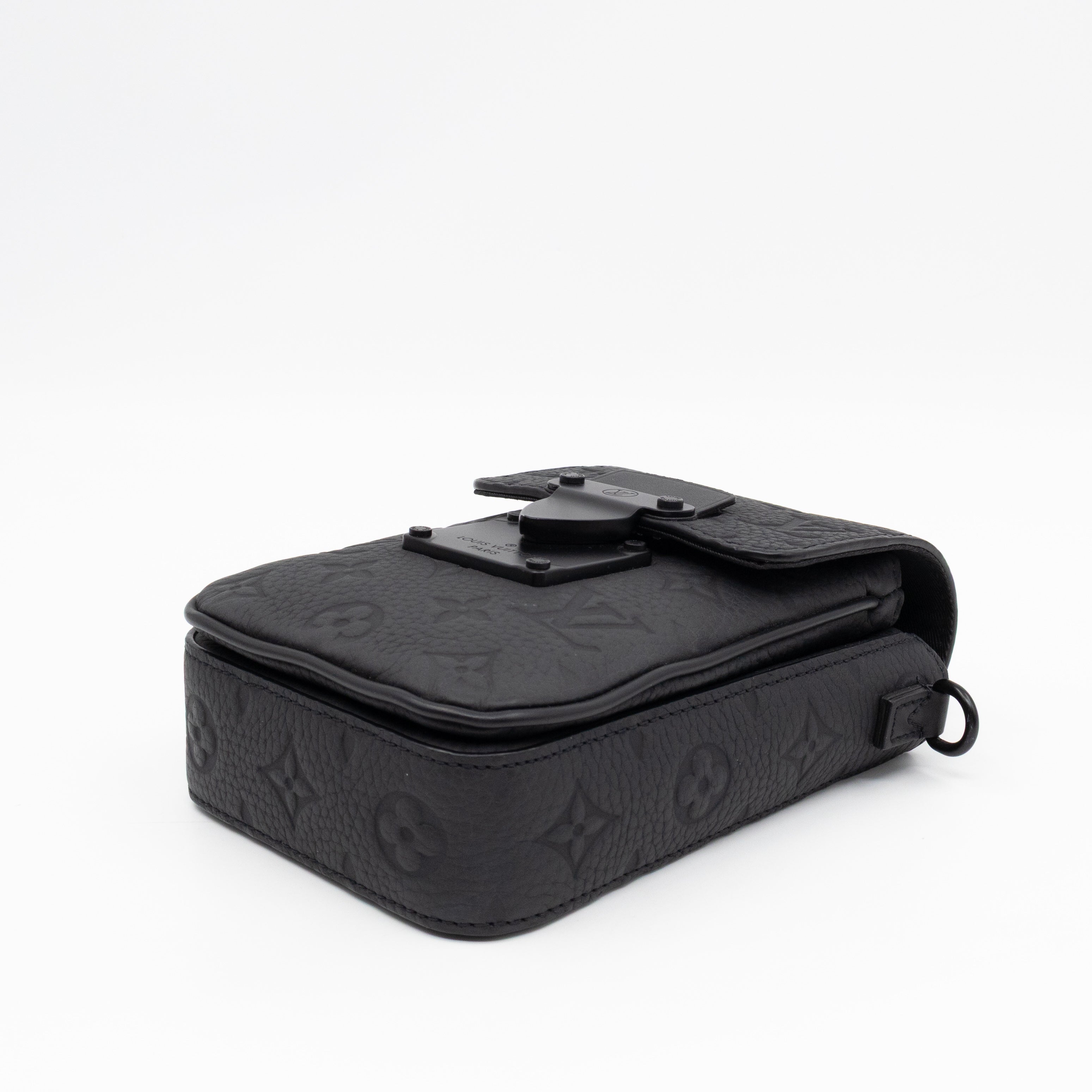 S-Lock Vertical Wallet Black Taurillon Monogram Leather